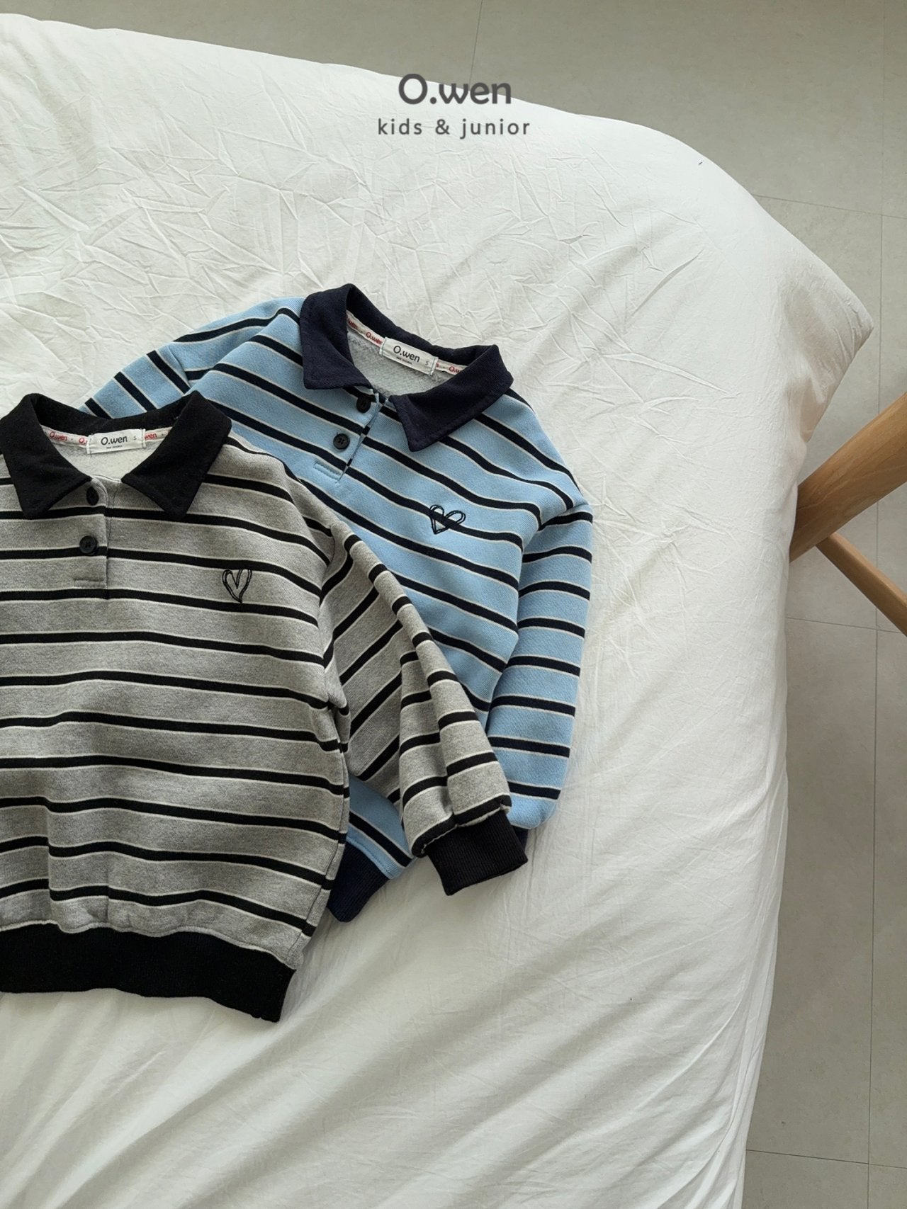 《予約》Heart Stripe Collar Man to Man / O.wen