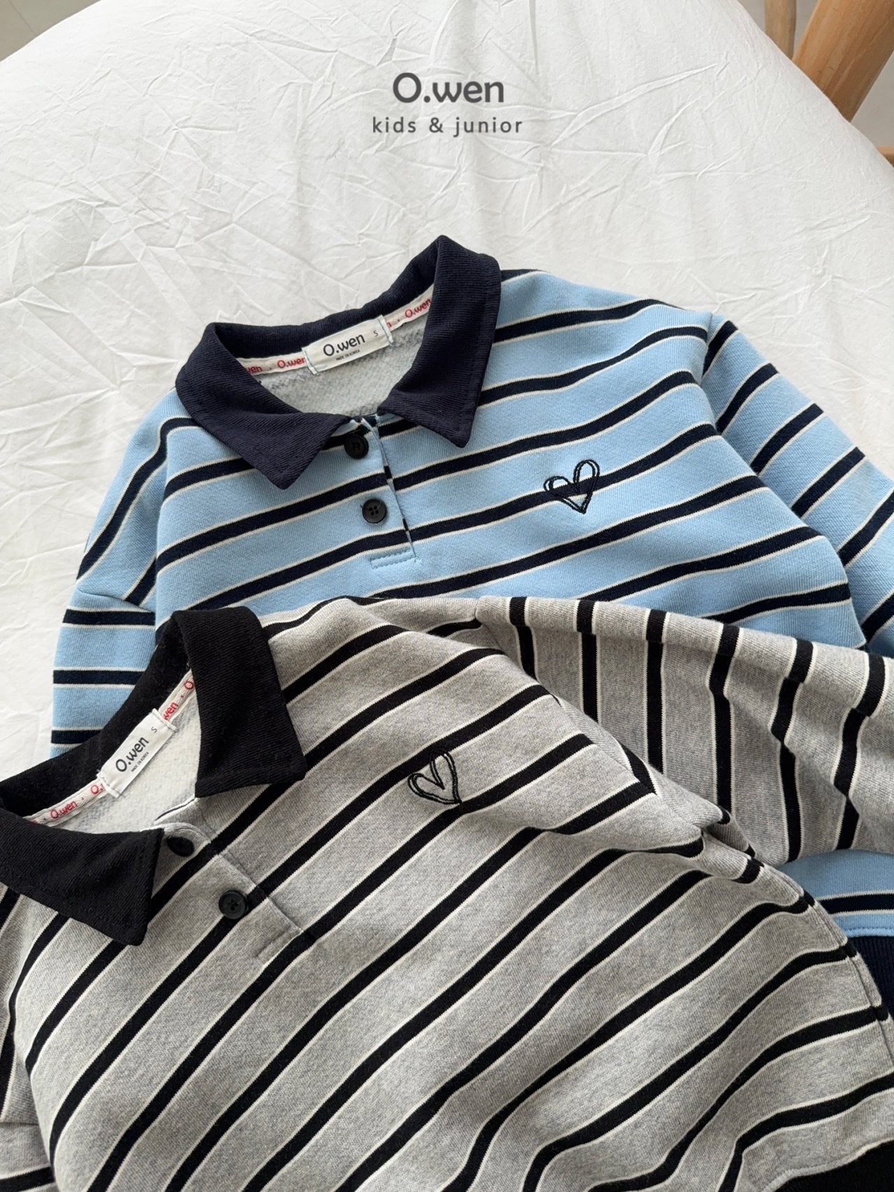 《予約》Heart Stripe Collar Man to Man / O.wen