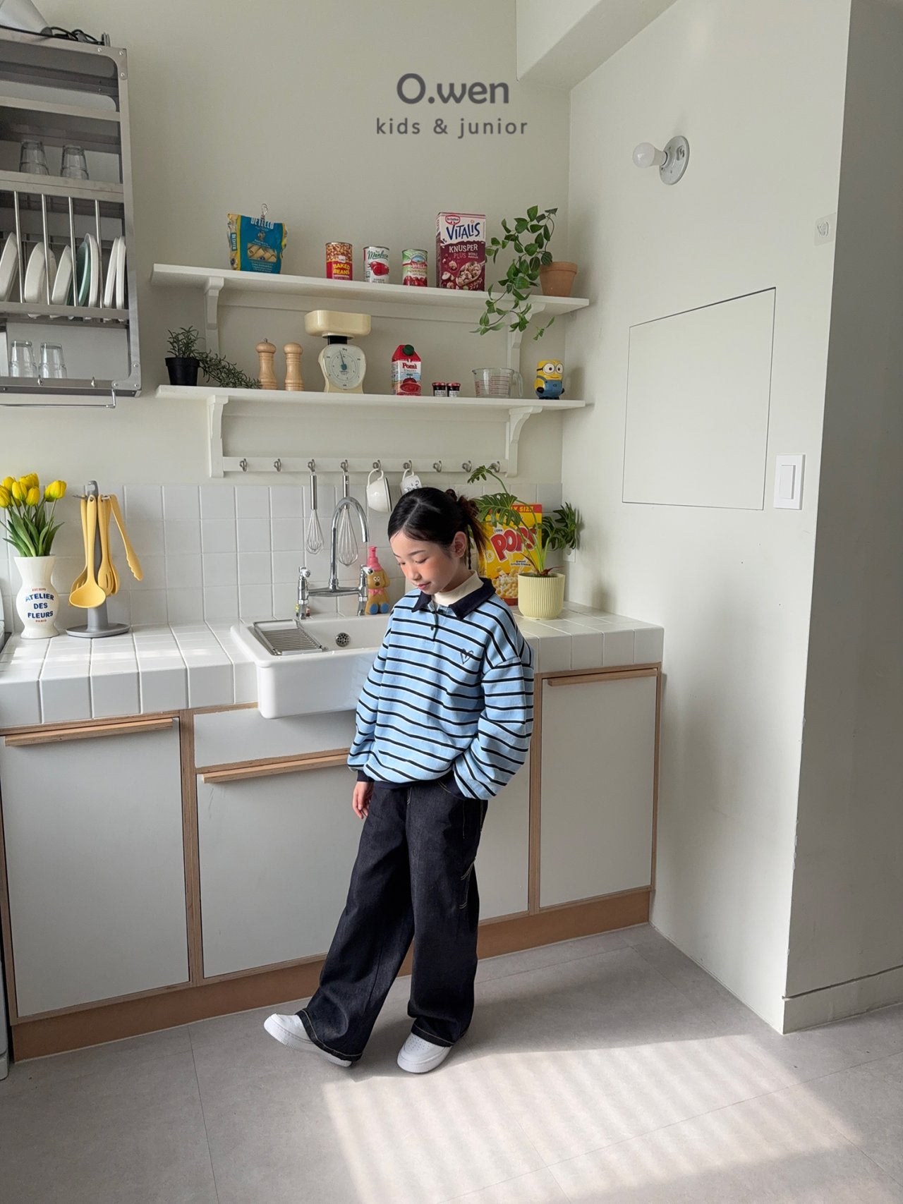 《予約》Heart Stripe Collar Man to Man / O.wen