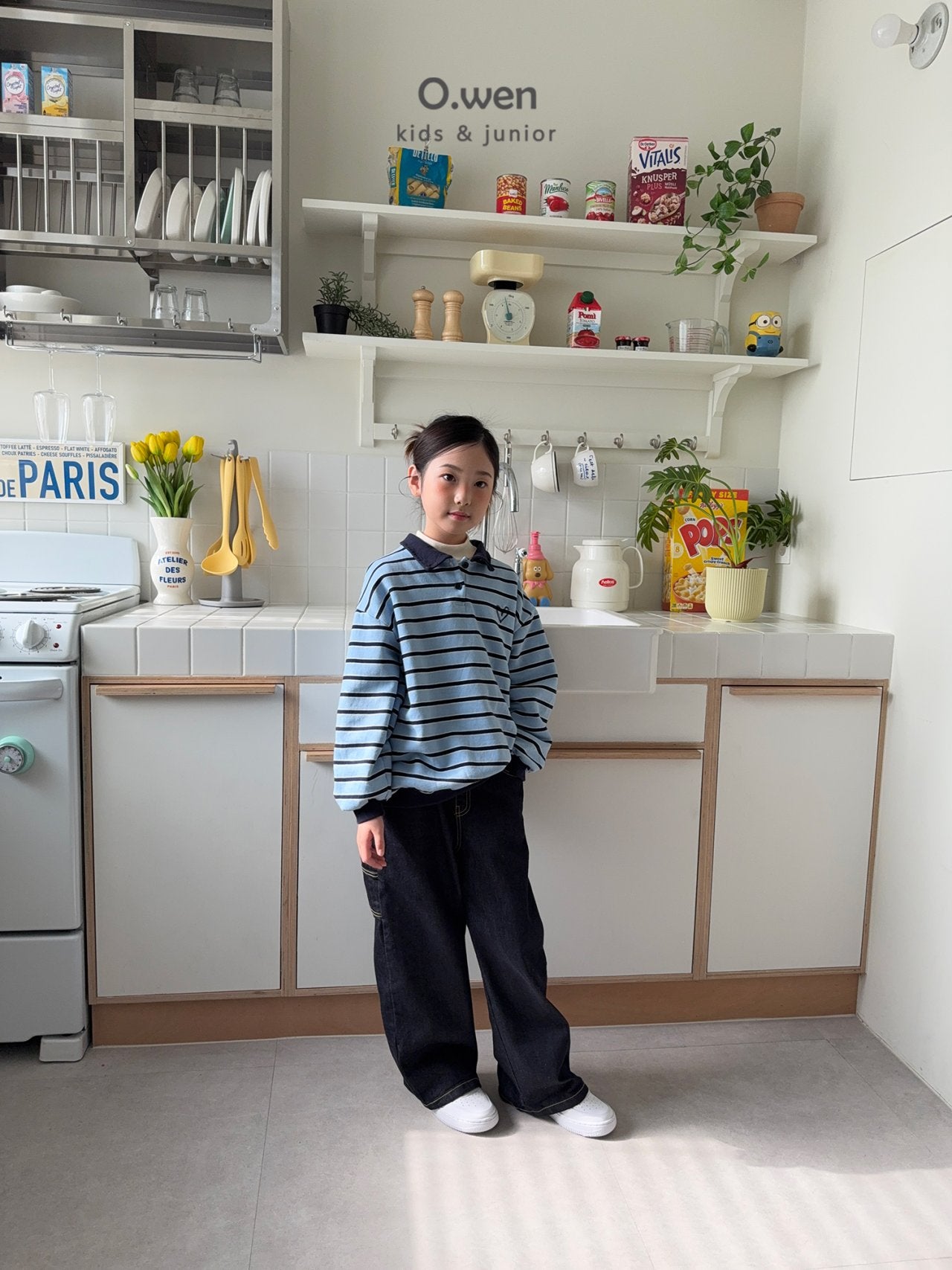 《予約》Heart Stripe Collar Man to Man / O.wen