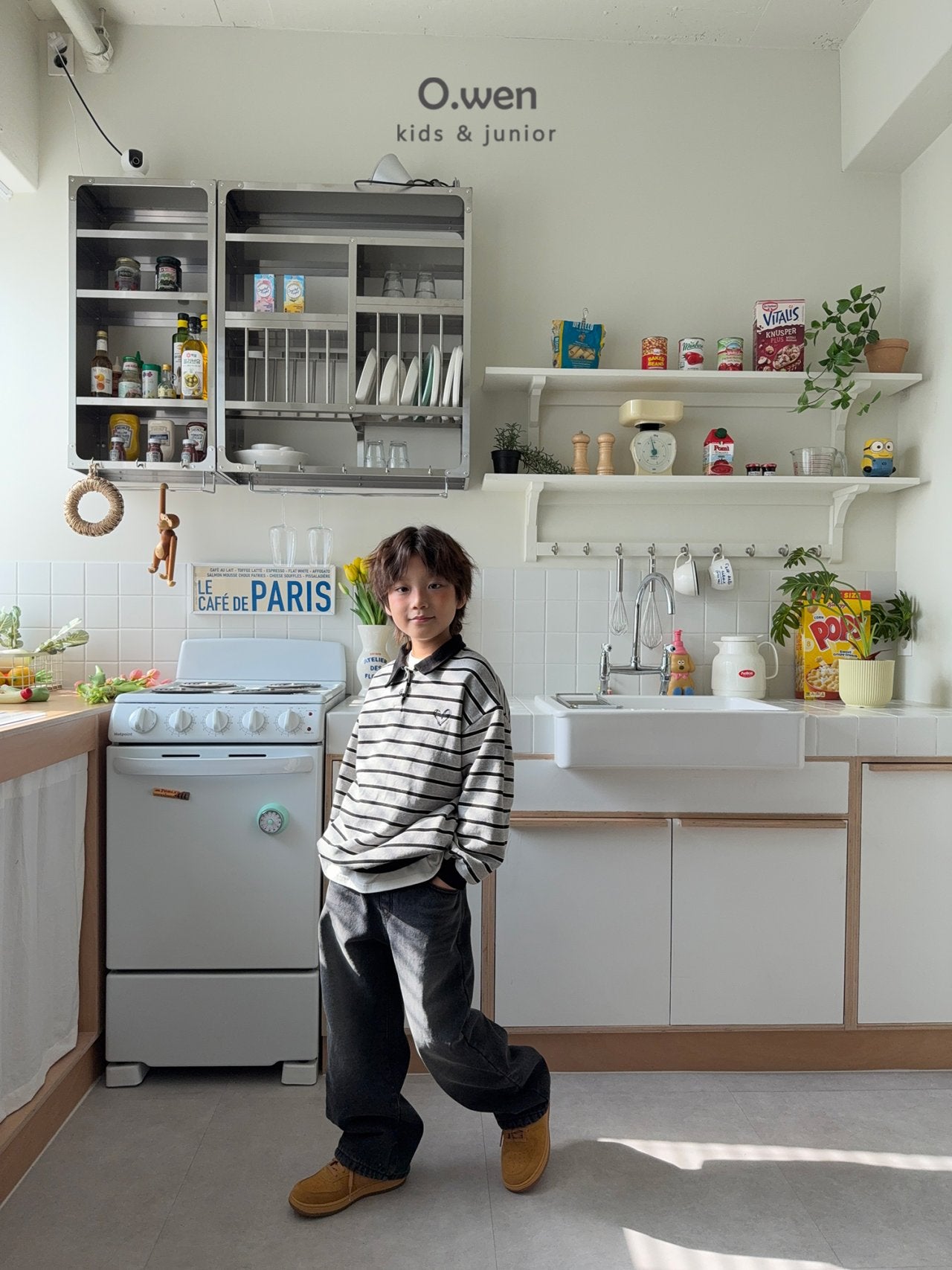 《予約》Heart Stripe Collar Man to Man / O.wen