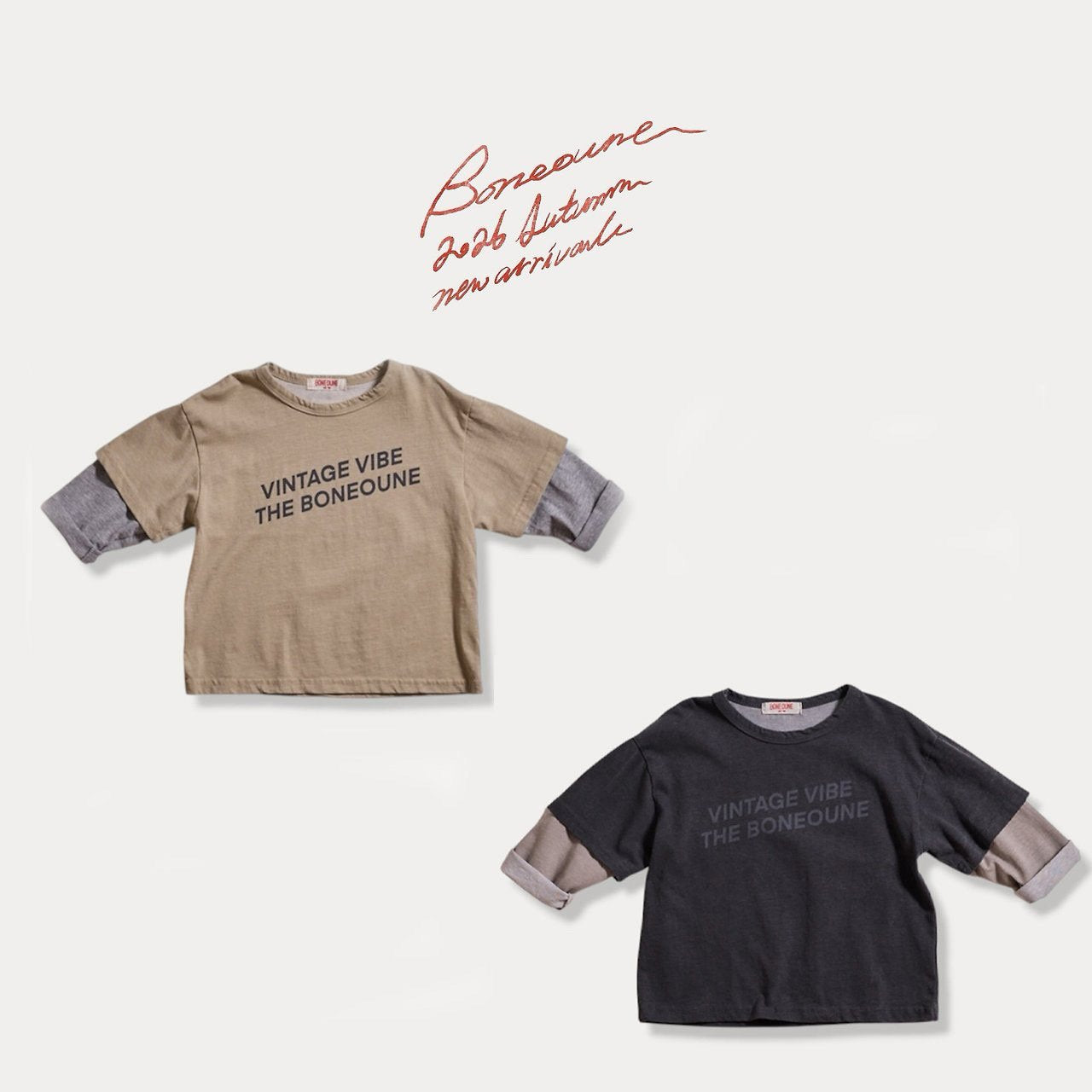 《予約》Vintage Layered Tee / BONEOUNE