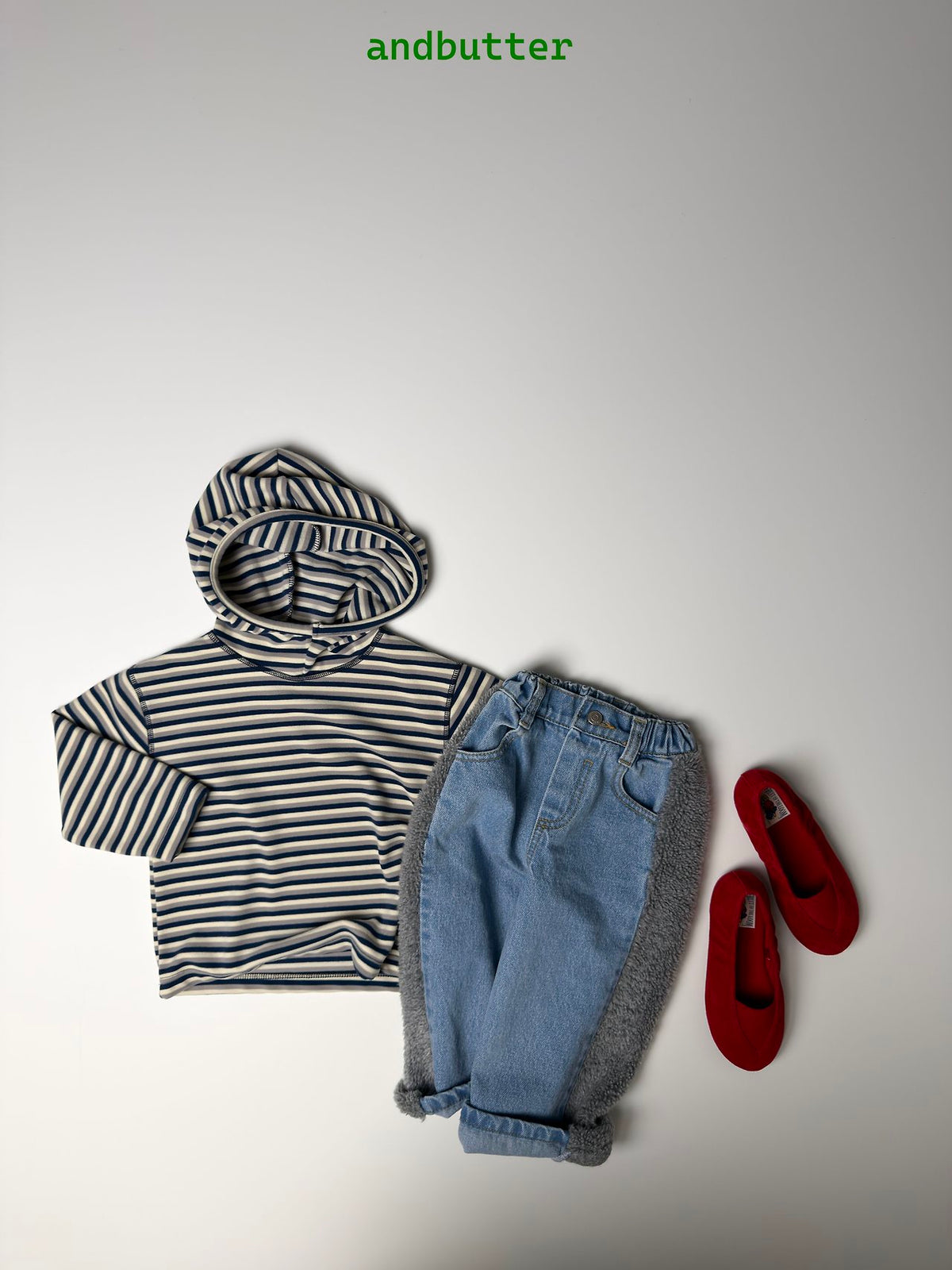 《予約》Stitch Stripe Hoodie / ANDBUTTER