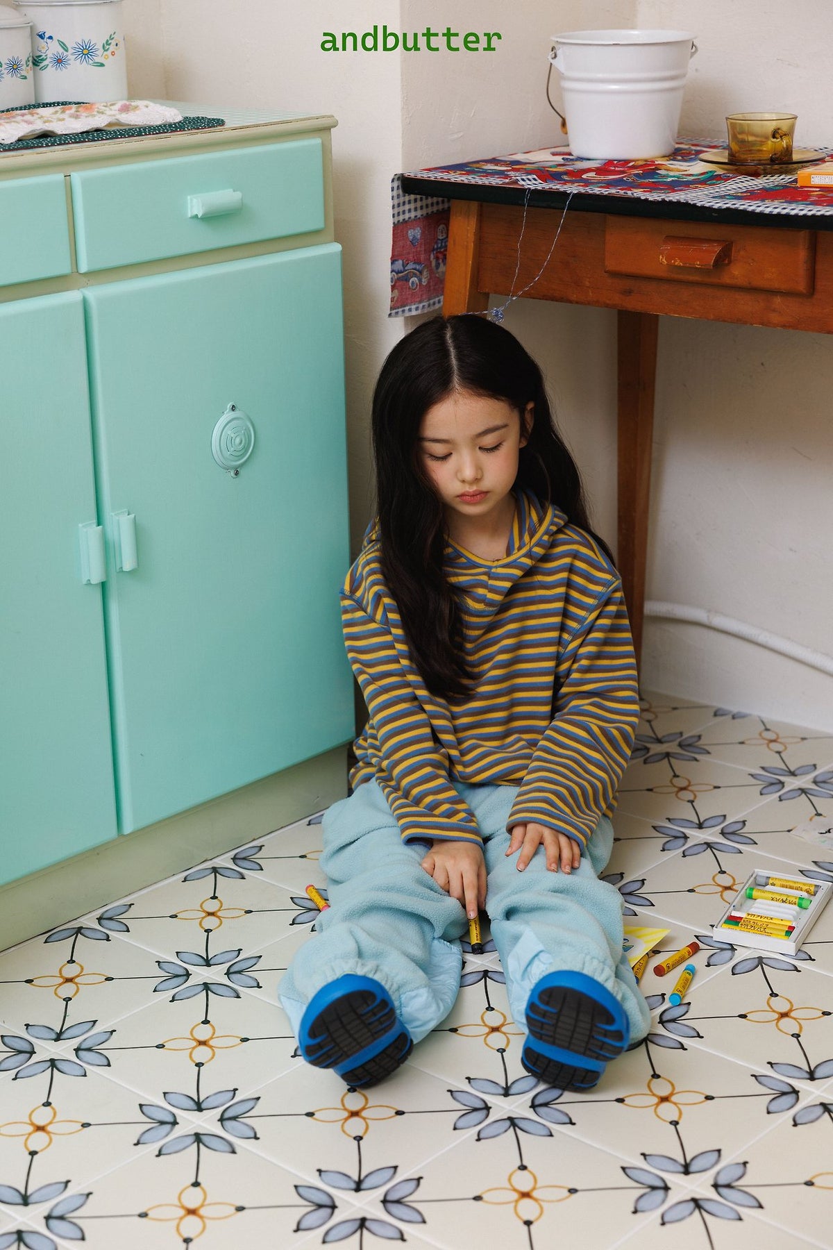 《予約》Stitch Stripe Hoodie / ANDBUTTER