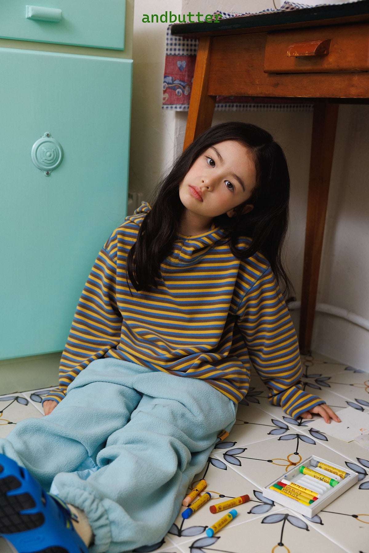 《予約》Stitch Stripe Hoodie / ANDBUTTER