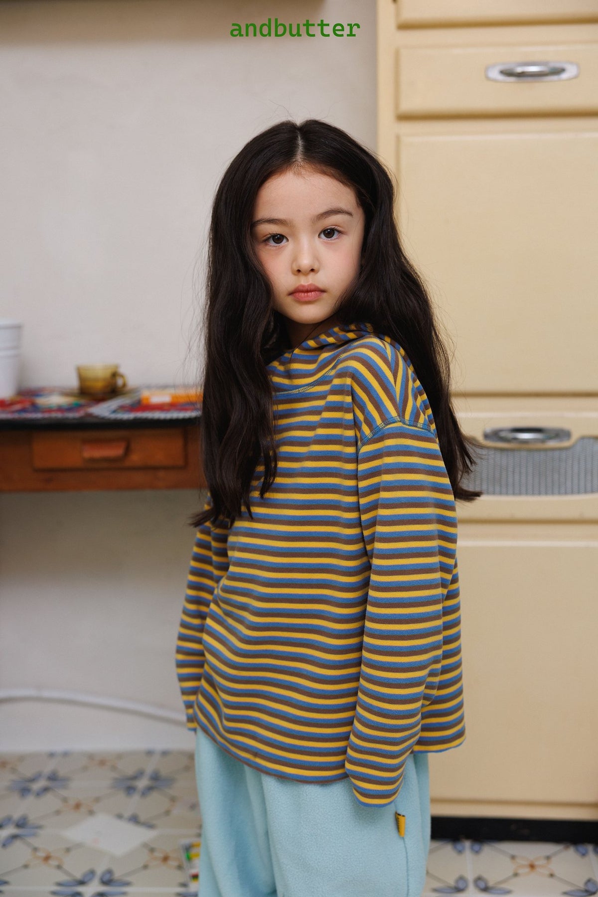 《予約》Stitch Stripe Hoodie / ANDBUTTER