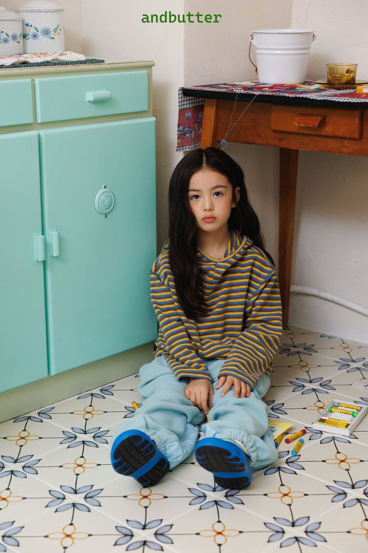 《予約》Stitch Stripe Hoodie / ANDBUTTER