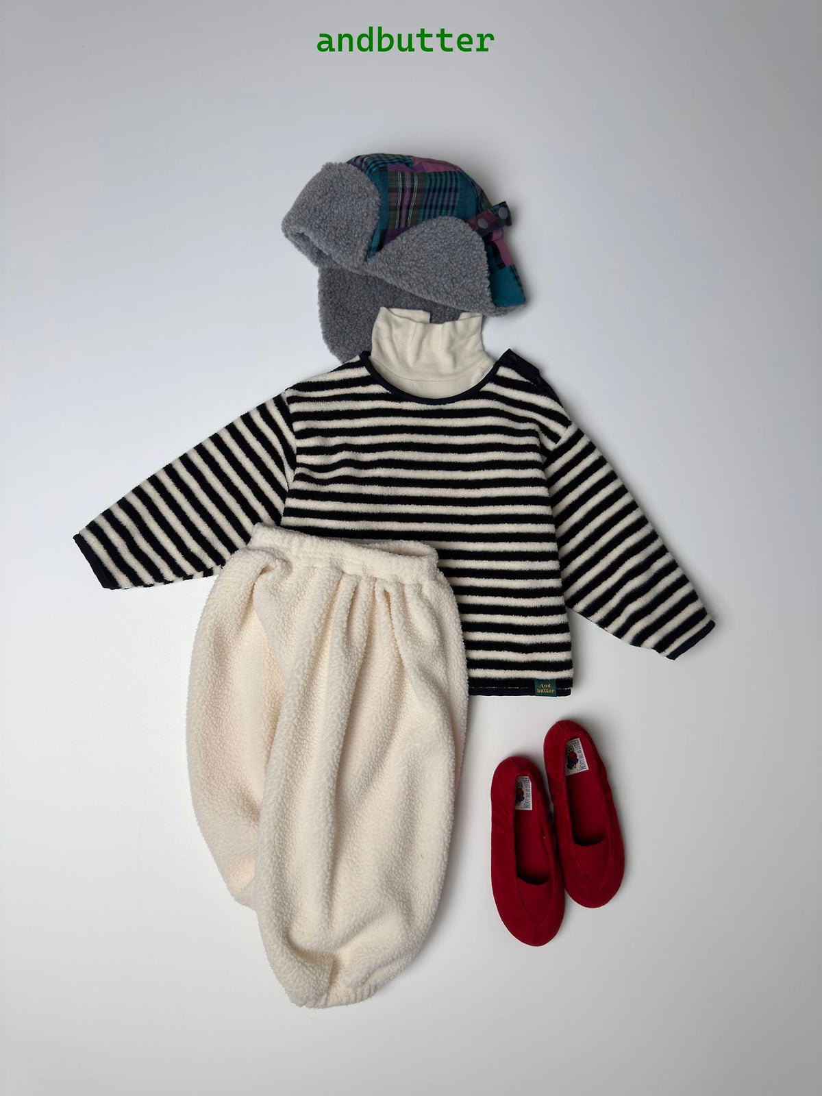 《予約》Soft Stripe Fleece Tee / ANDBUTTER