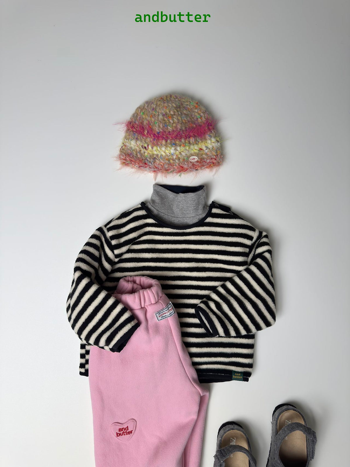 《予約》Soft Stripe Fleece Tee / ANDBUTTER