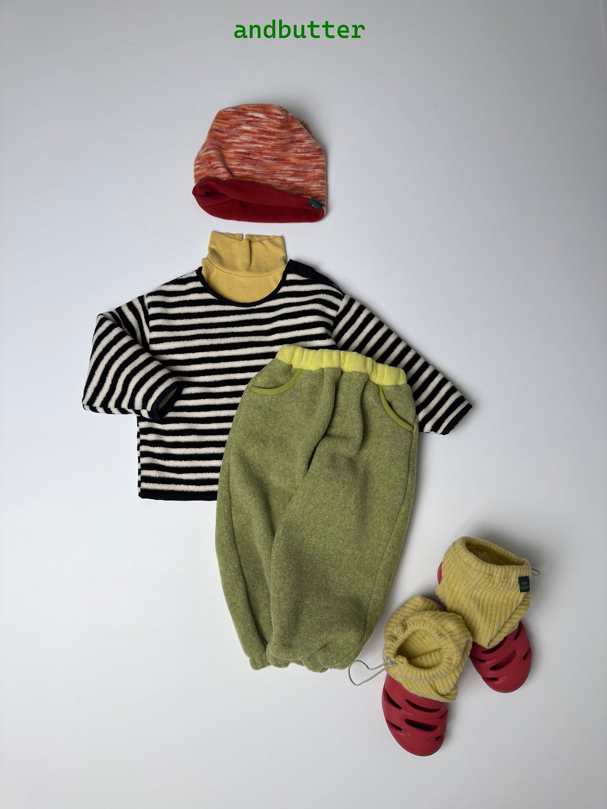《予約》Soft Stripe Fleece Tee / ANDBUTTER