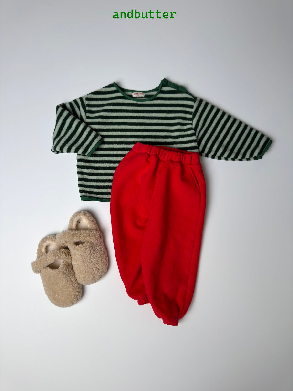 《予約》Soft Stripe Fleece Tee / ANDBUTTER