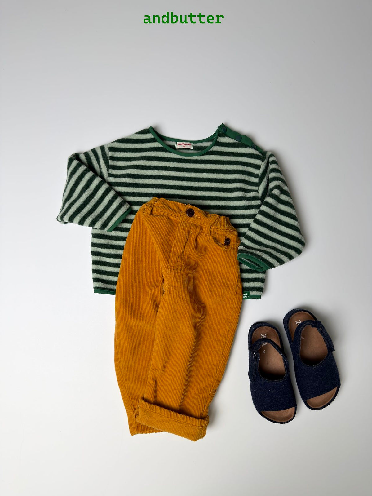 《予約》Soft Stripe Fleece Tee / ANDBUTTER