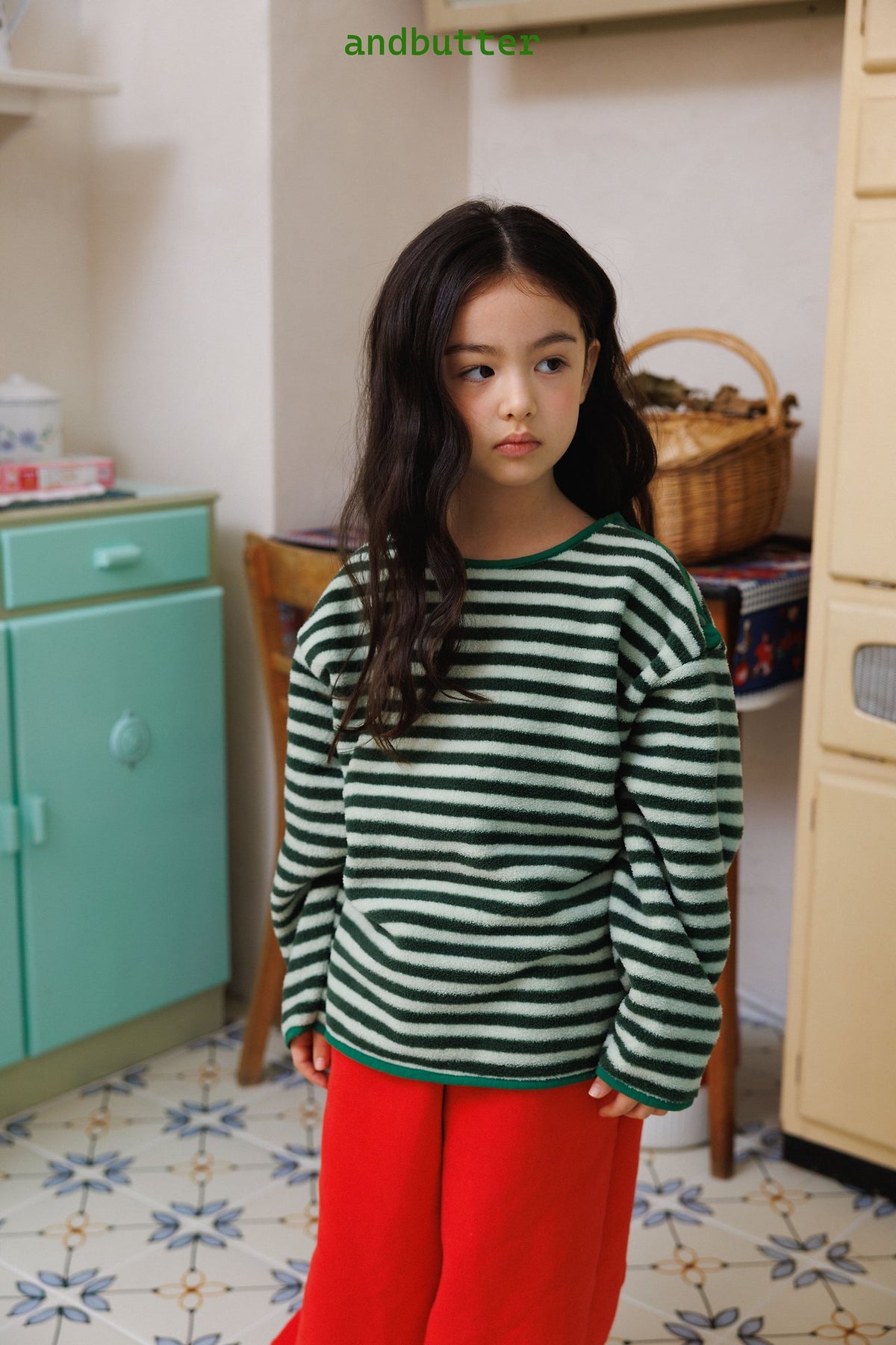 《予約》Soft Stripe Fleece Tee / ANDBUTTER