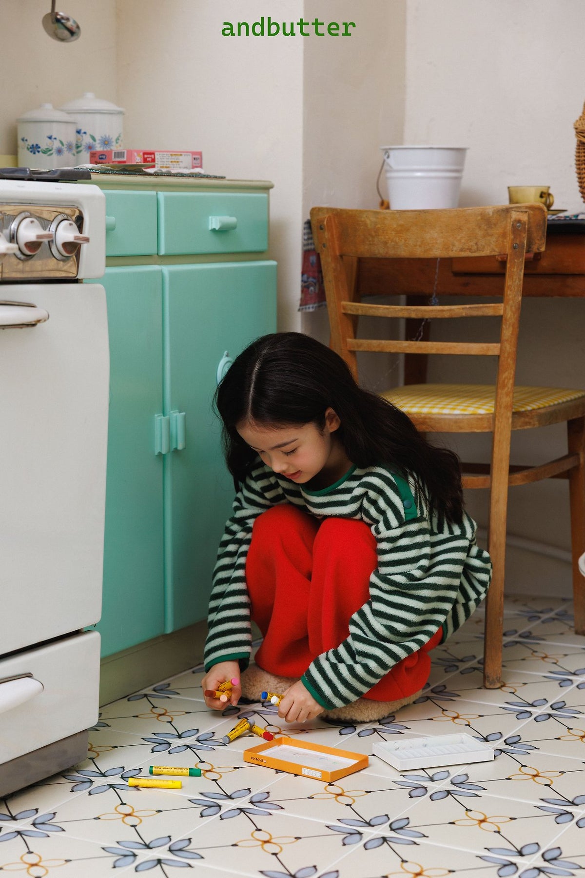 《予約》Soft Stripe Fleece Tee / ANDBUTTER