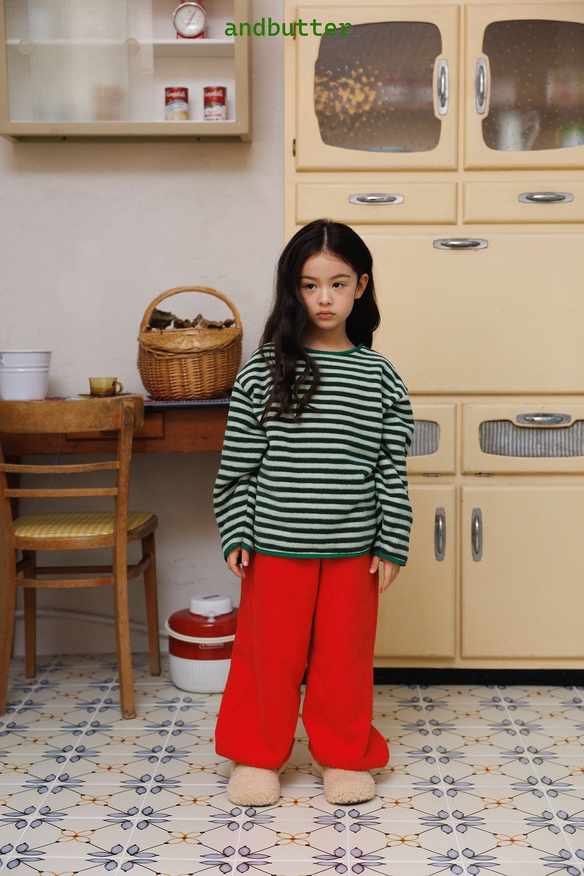 《予約》Soft Stripe Fleece Tee / ANDBUTTER