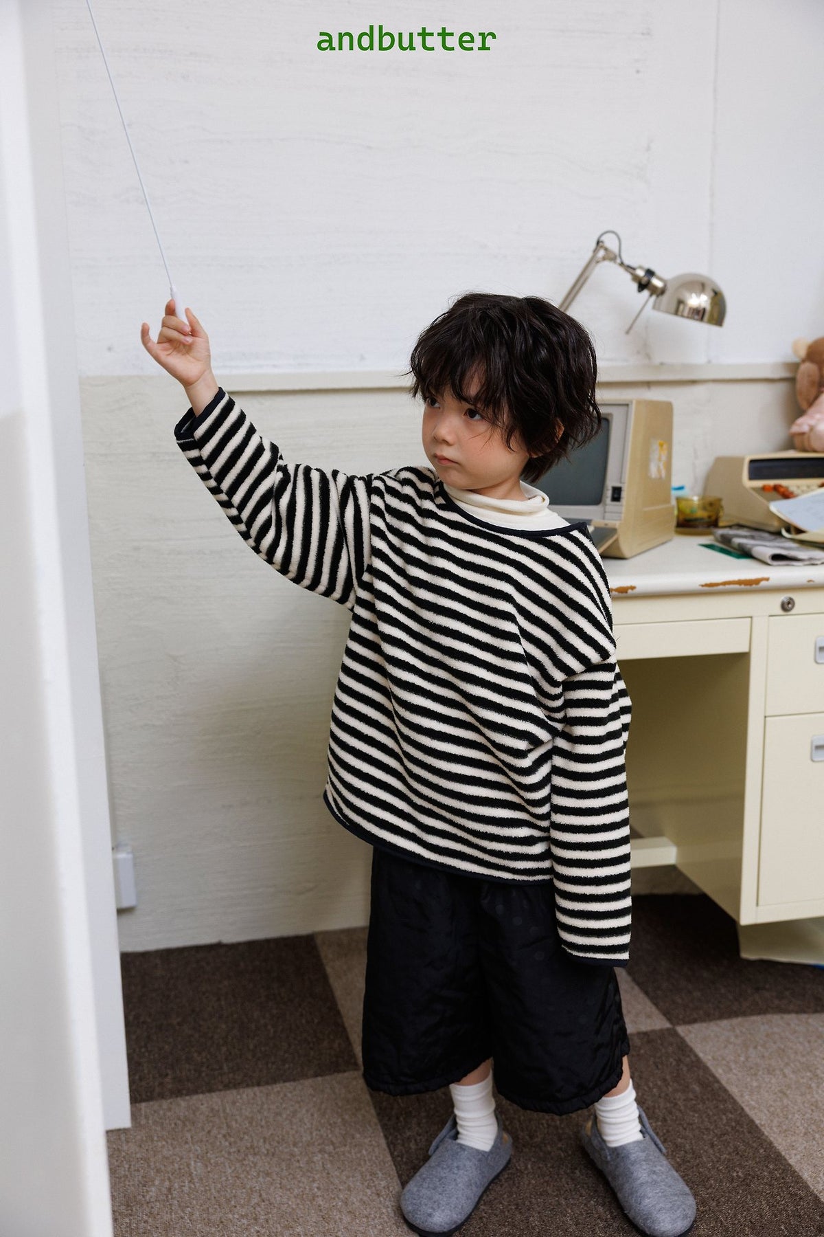 《予約》Soft Stripe Fleece Tee / ANDBUTTER