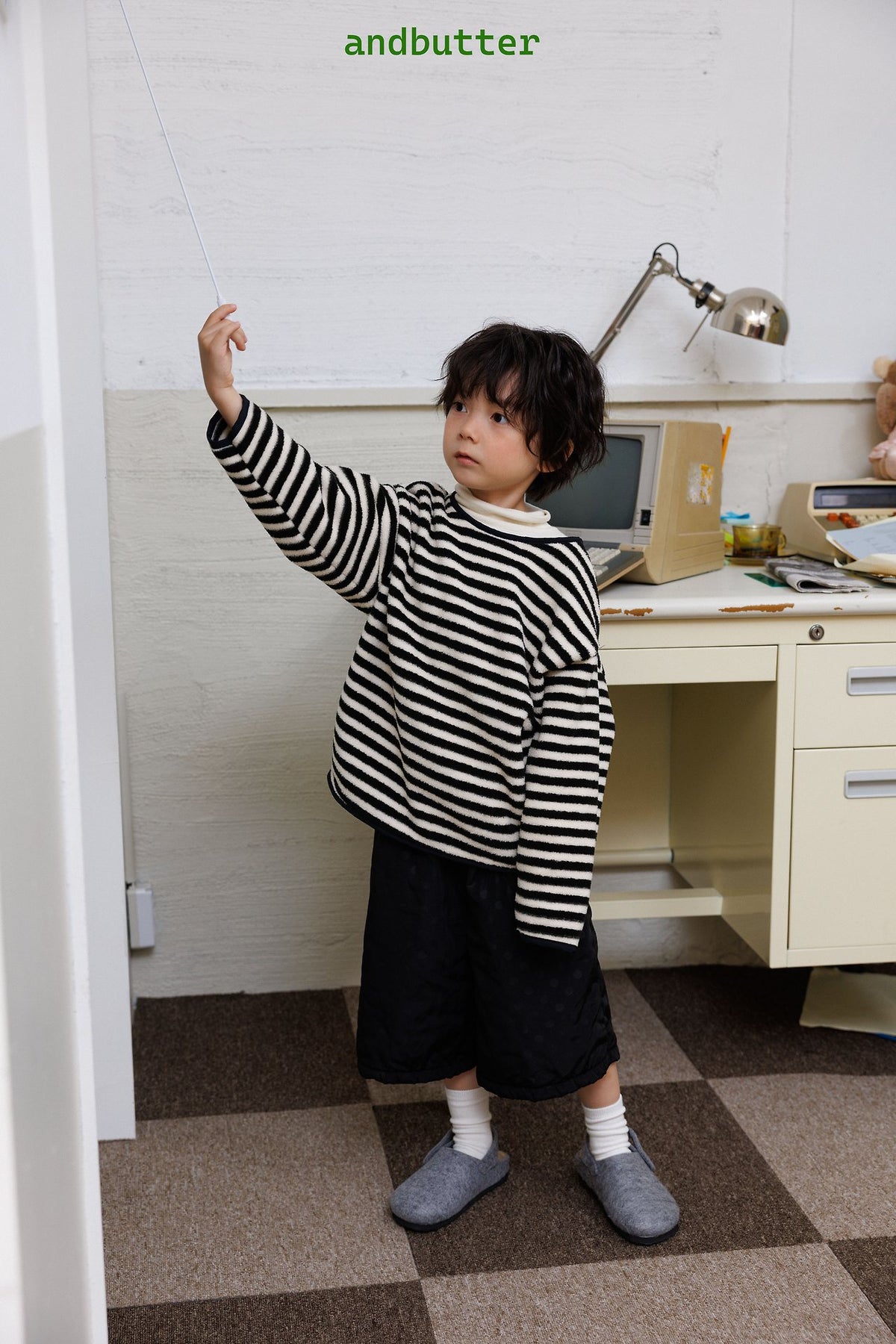 《予約》Soft Stripe Fleece Tee / ANDBUTTER