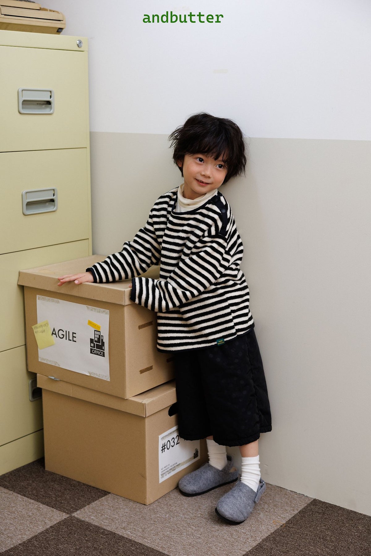 《予約》Soft Stripe Fleece Tee / ANDBUTTER
