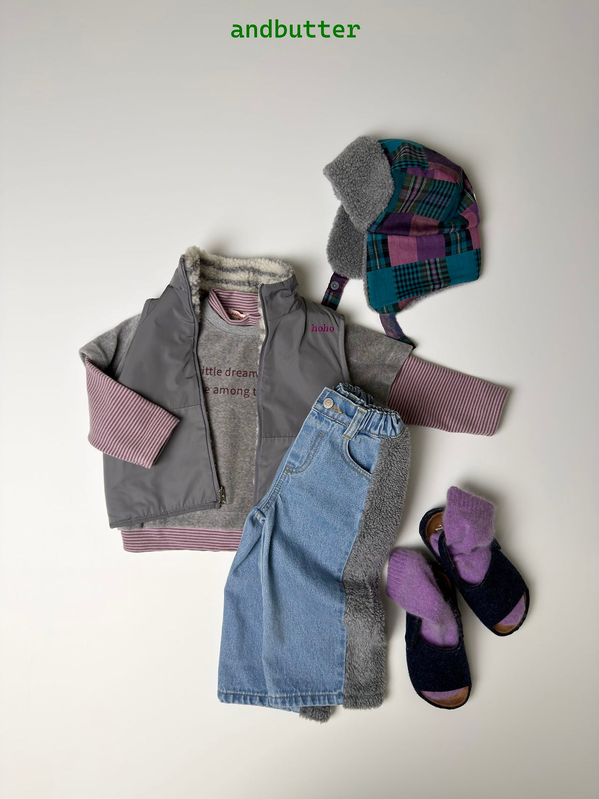 《予約》Sherpa Line Denim Pants / ANDBUTTER