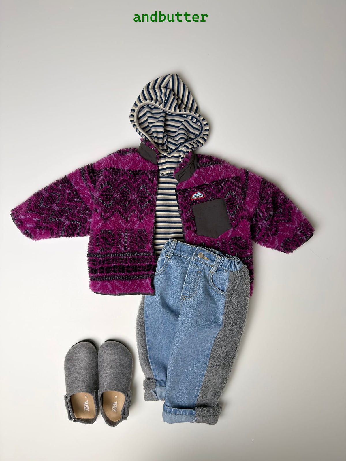 《予約》Sherpa Line Denim Pants / ANDBUTTER
