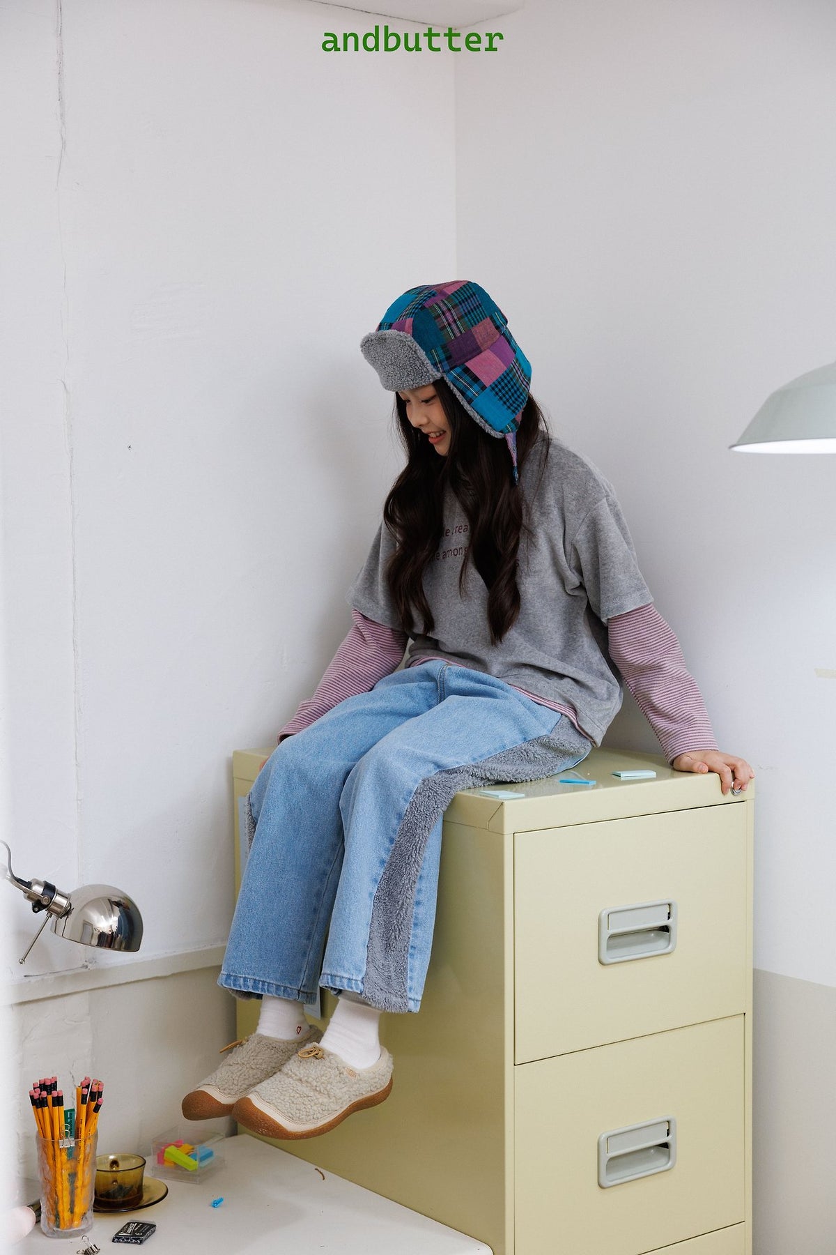 《予約》Sherpa Line Denim Pants / ANDBUTTER