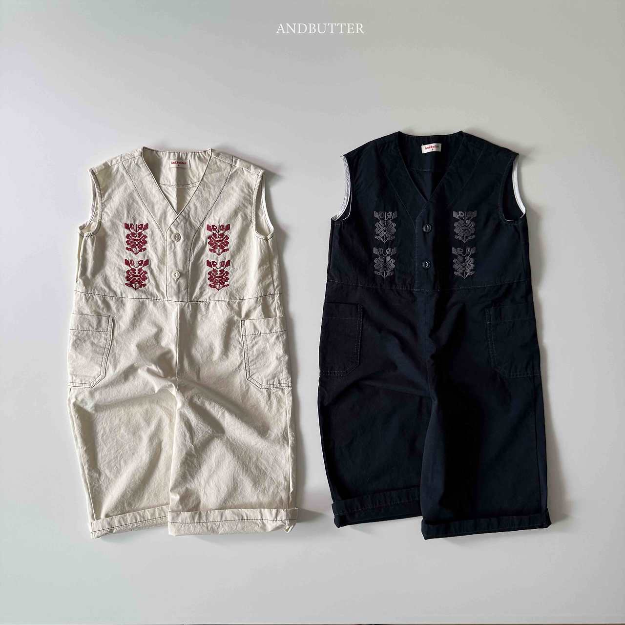 《予約》Embroidery Jump Suit / andbutter