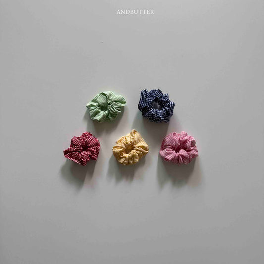 《予約》Check Mini Hair Scrunchie / andbutter