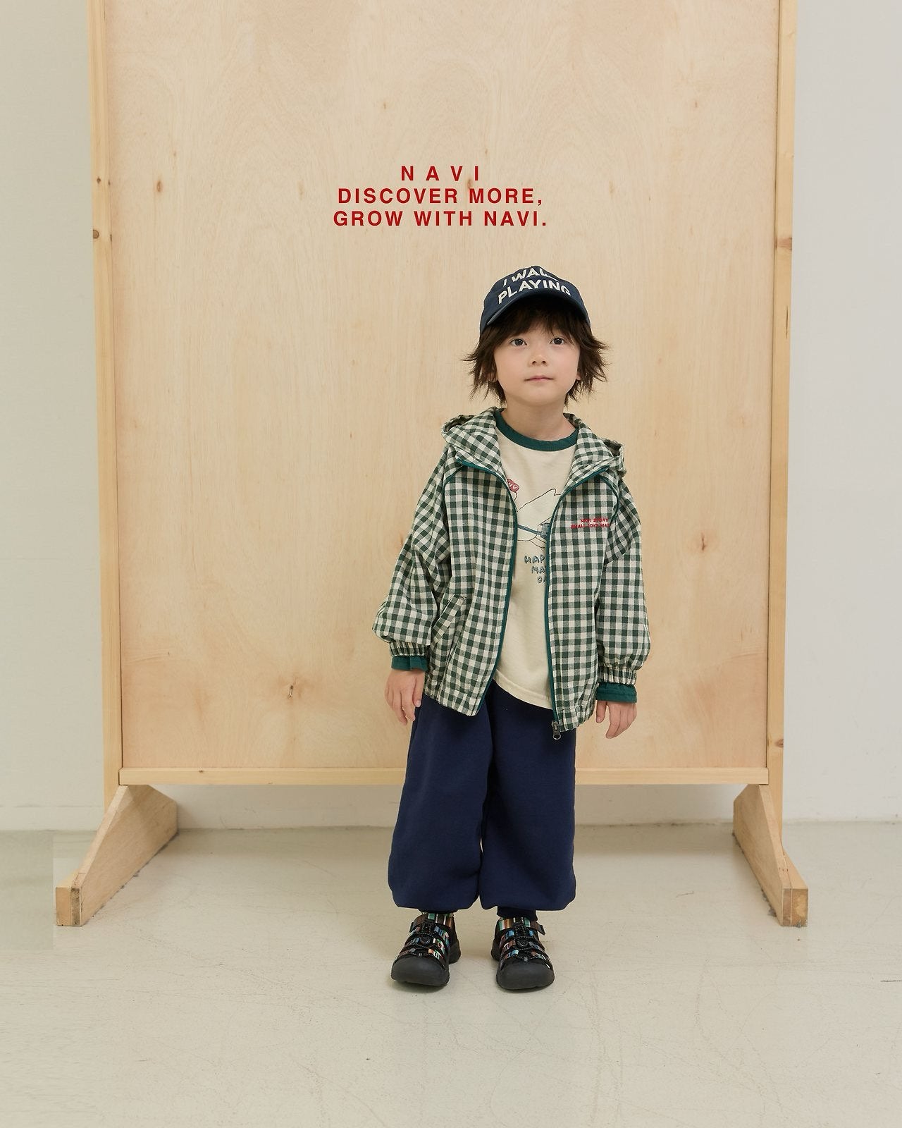 《予約》Check Hooded Jumper / navi.