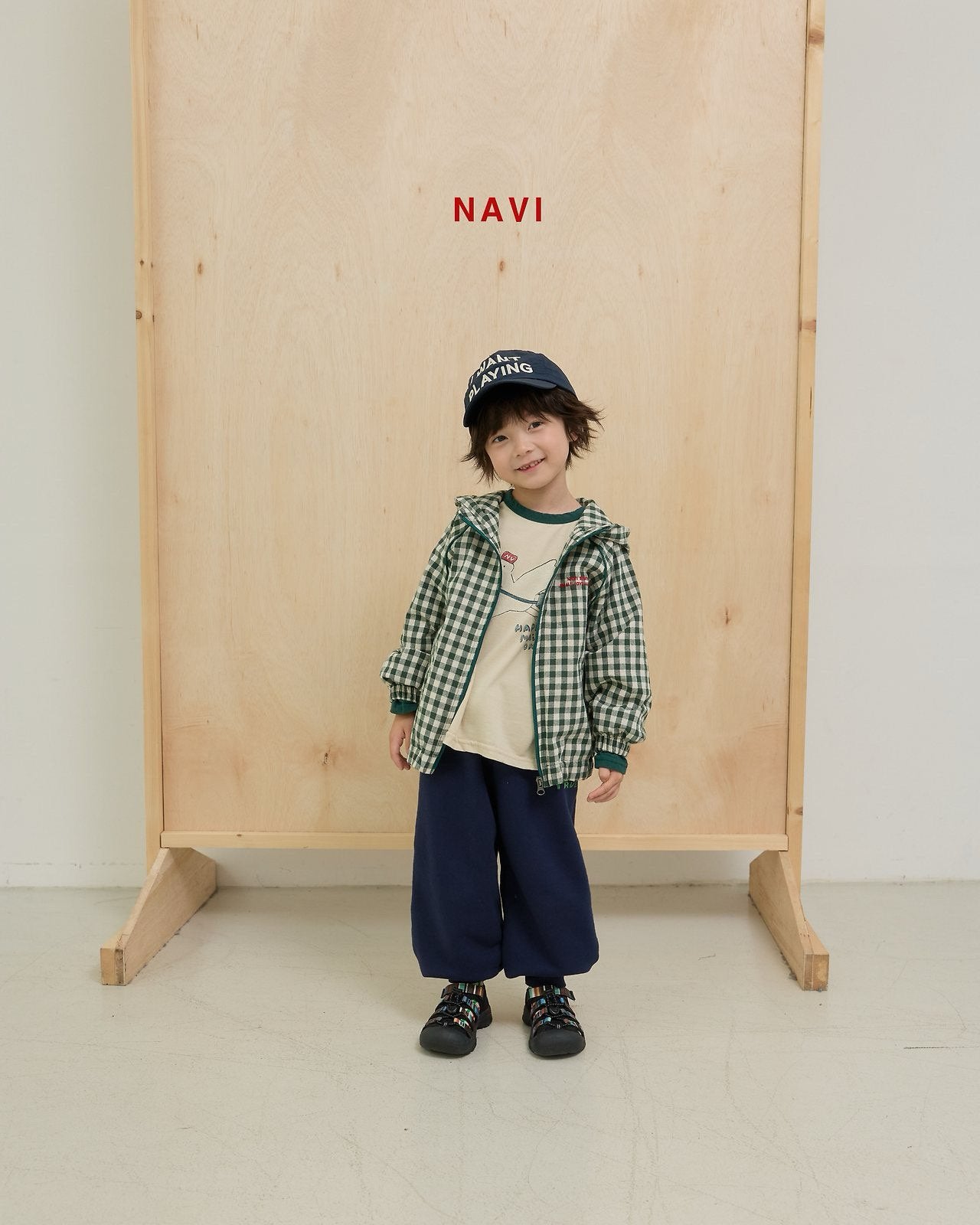 《予約》Check Hooded Jumper / navi.