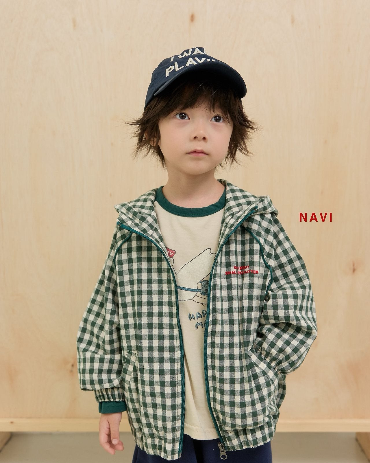 《予約》Check Hooded Jumper / navi.