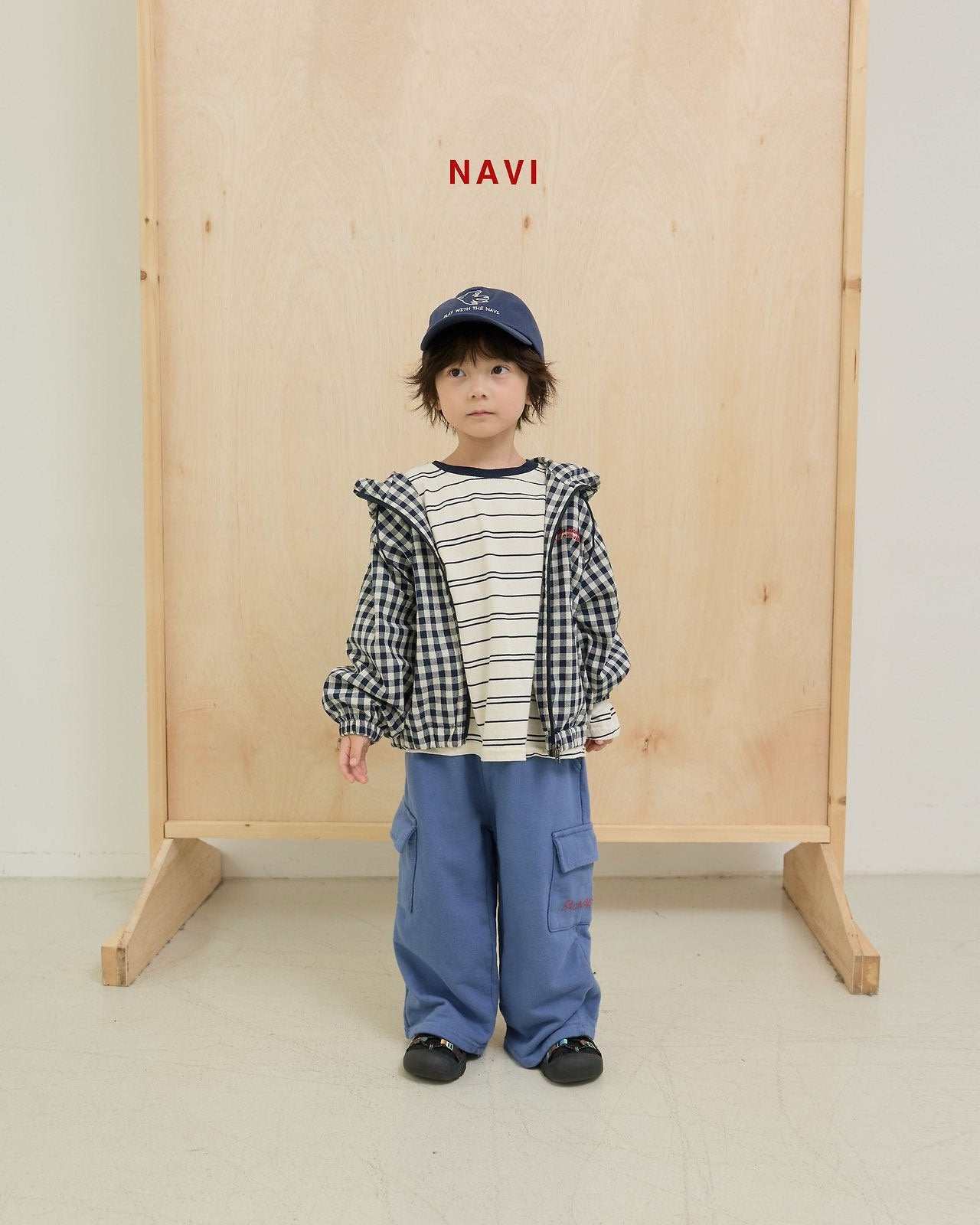 《予約》Check Hooded Jumper / navi.