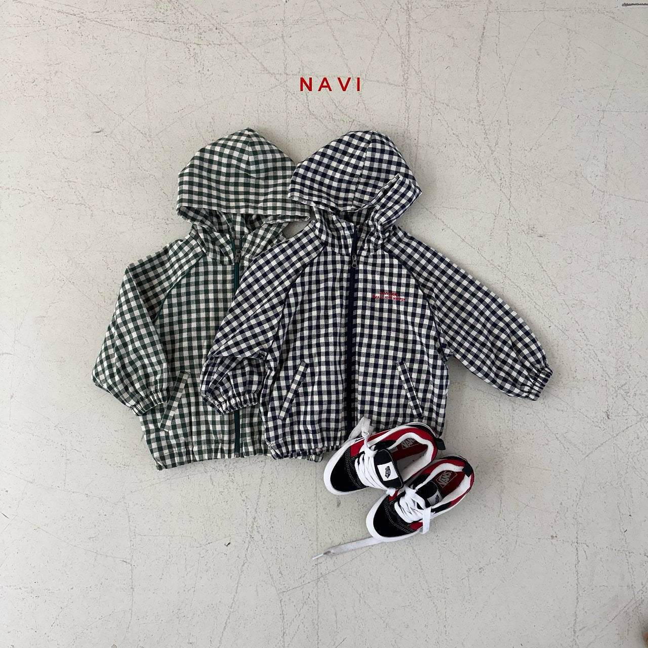 《予約》Check Hooded Jumper / navi.