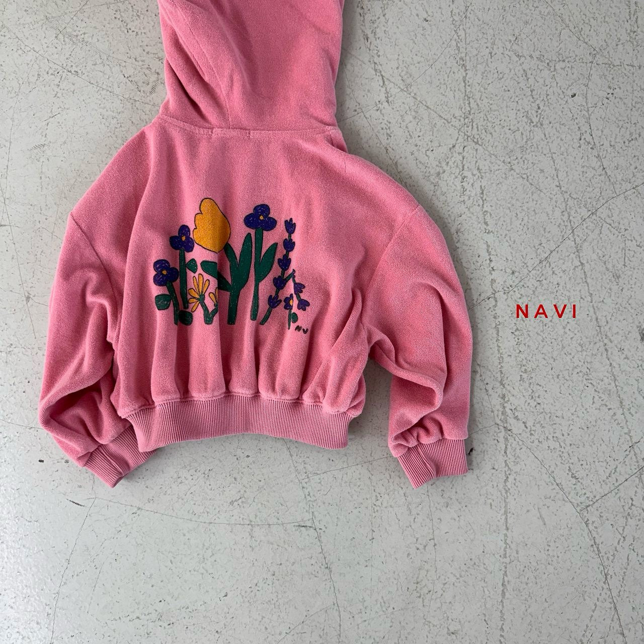 《予約》Flower Hooded Sweatshirt / navi.