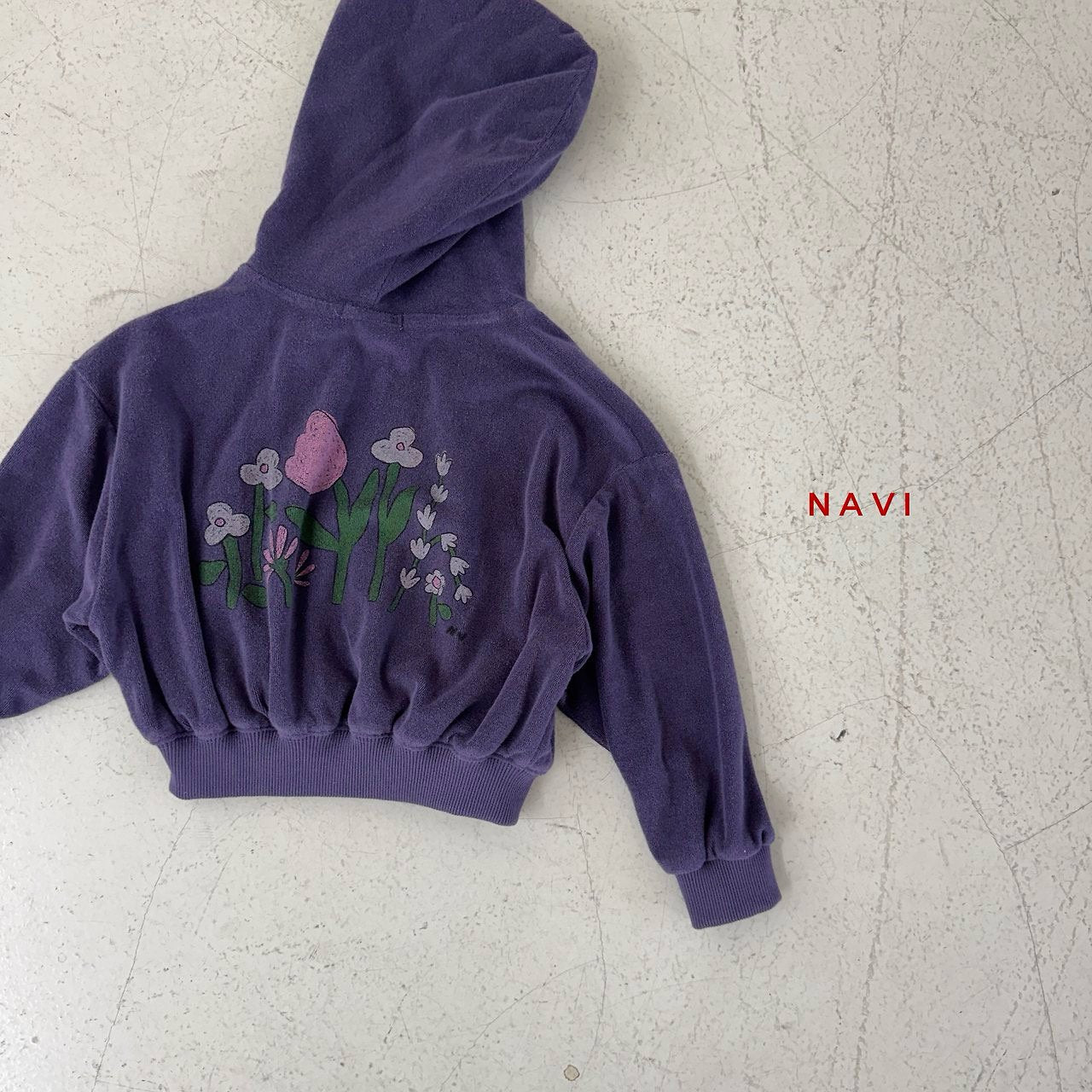 《予約》Flower Hooded Sweatshirt / navi.