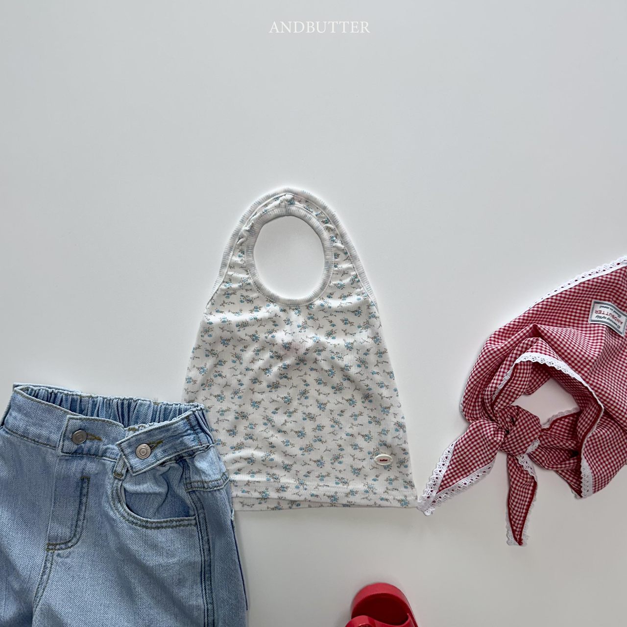 《予約》Tencel Flower Halter Neck / andbutter