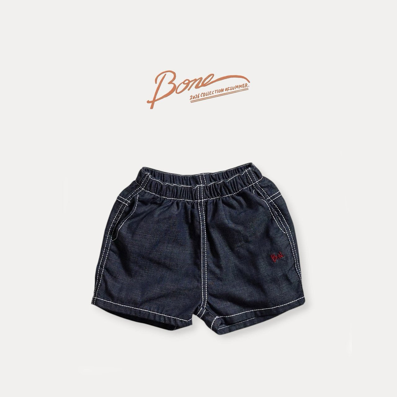 《予約》Stitch Non-Fade Denim Shorts / Boneoune