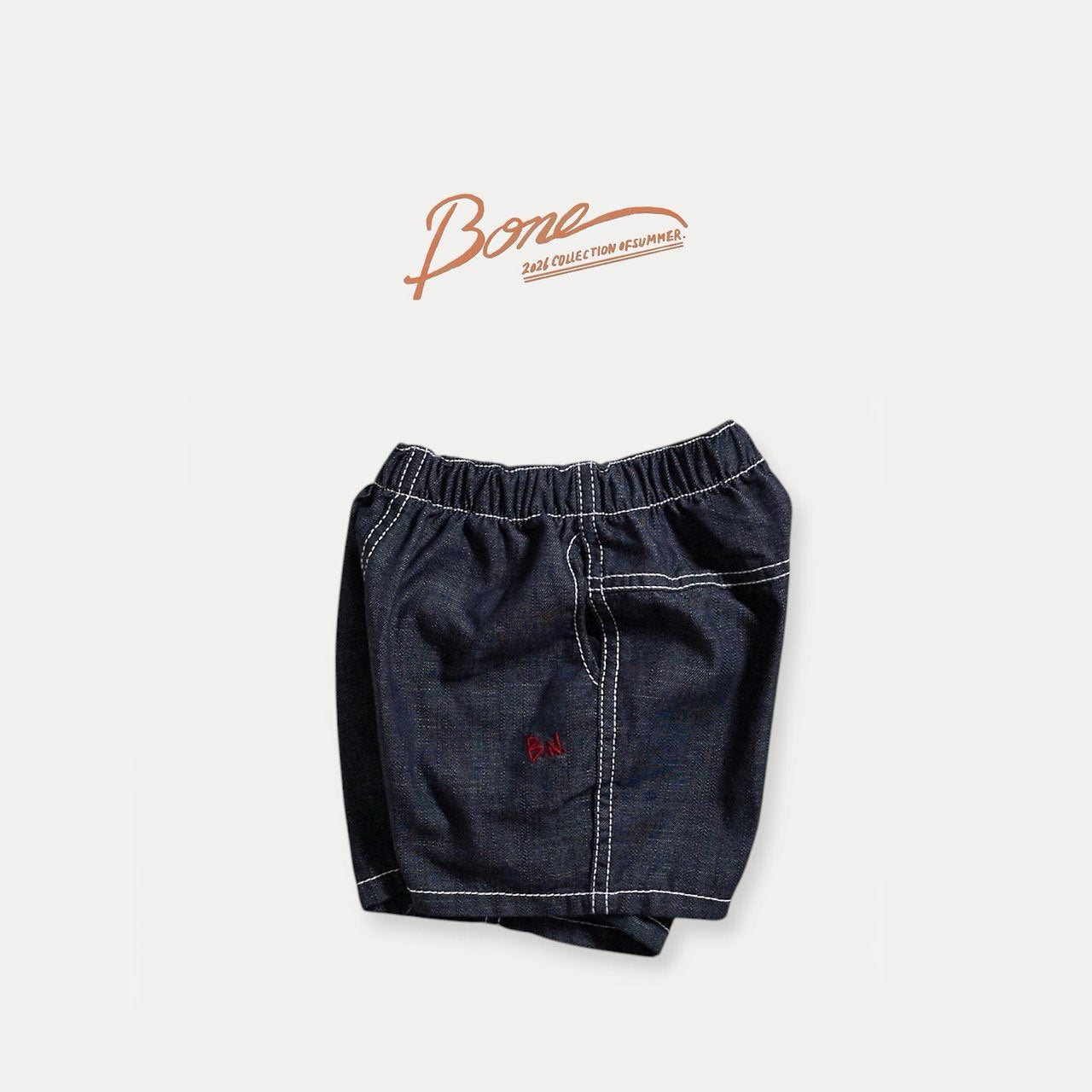 《予約》Stitch Non-Fade Denim Shorts / Boneoune