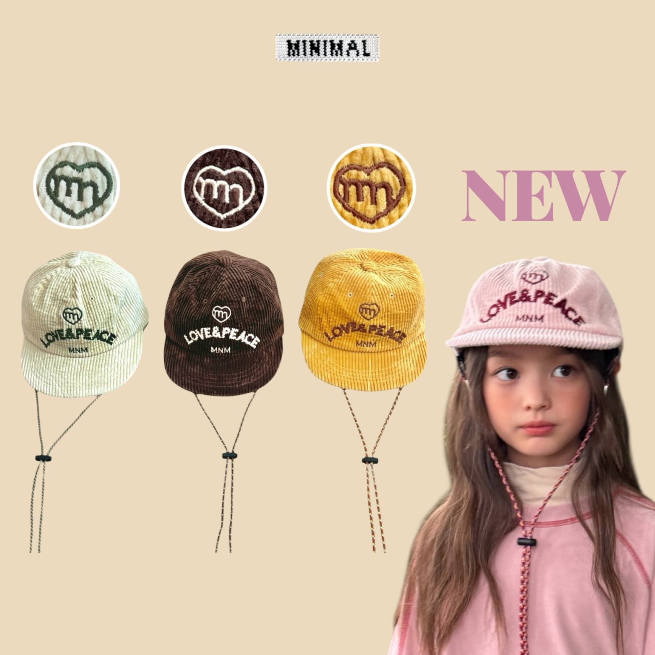 《予約》Corduroy Love & Peace Cap / MINIMAL（kids）