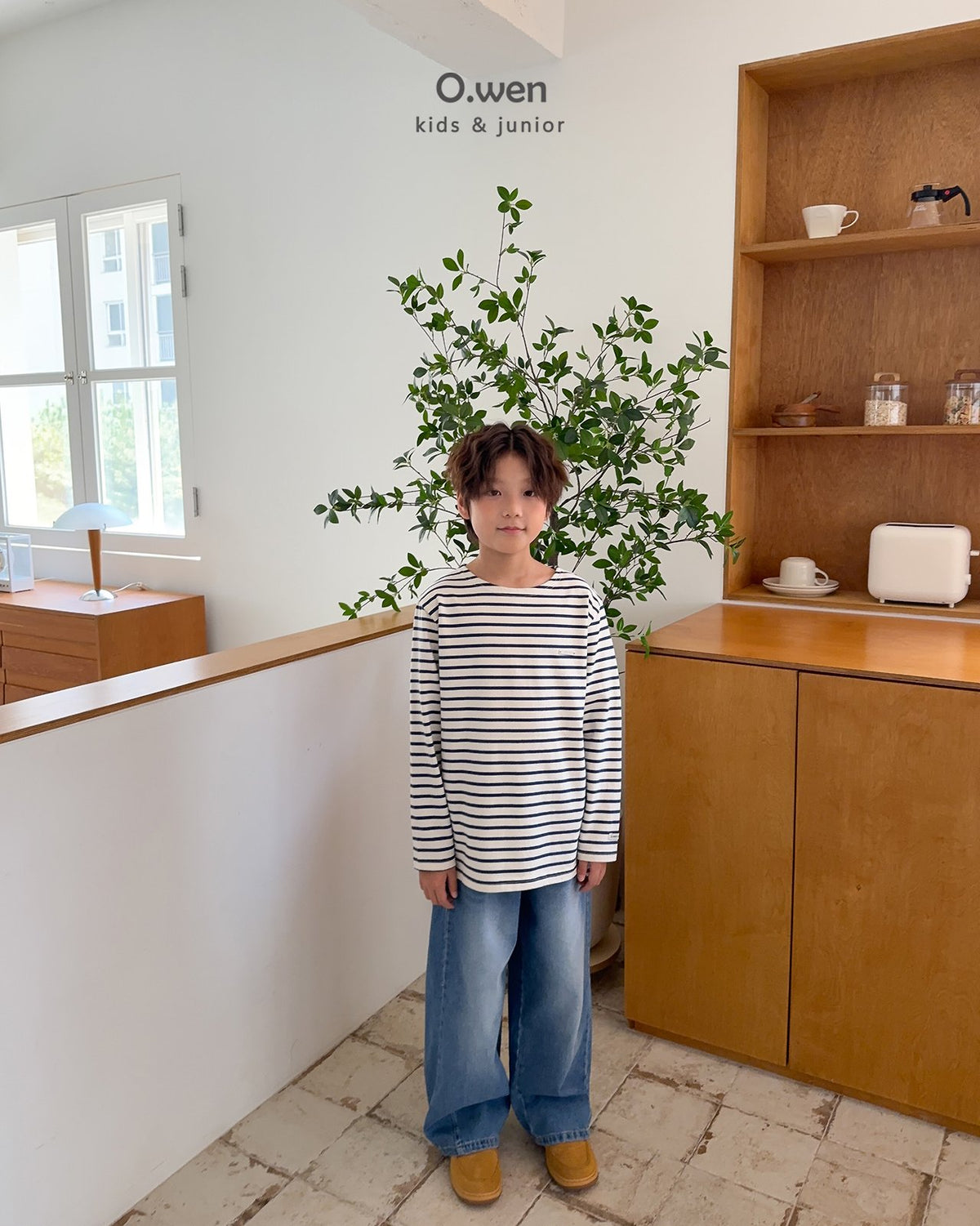《予約》Boat Neck Striped Tee / O.wen