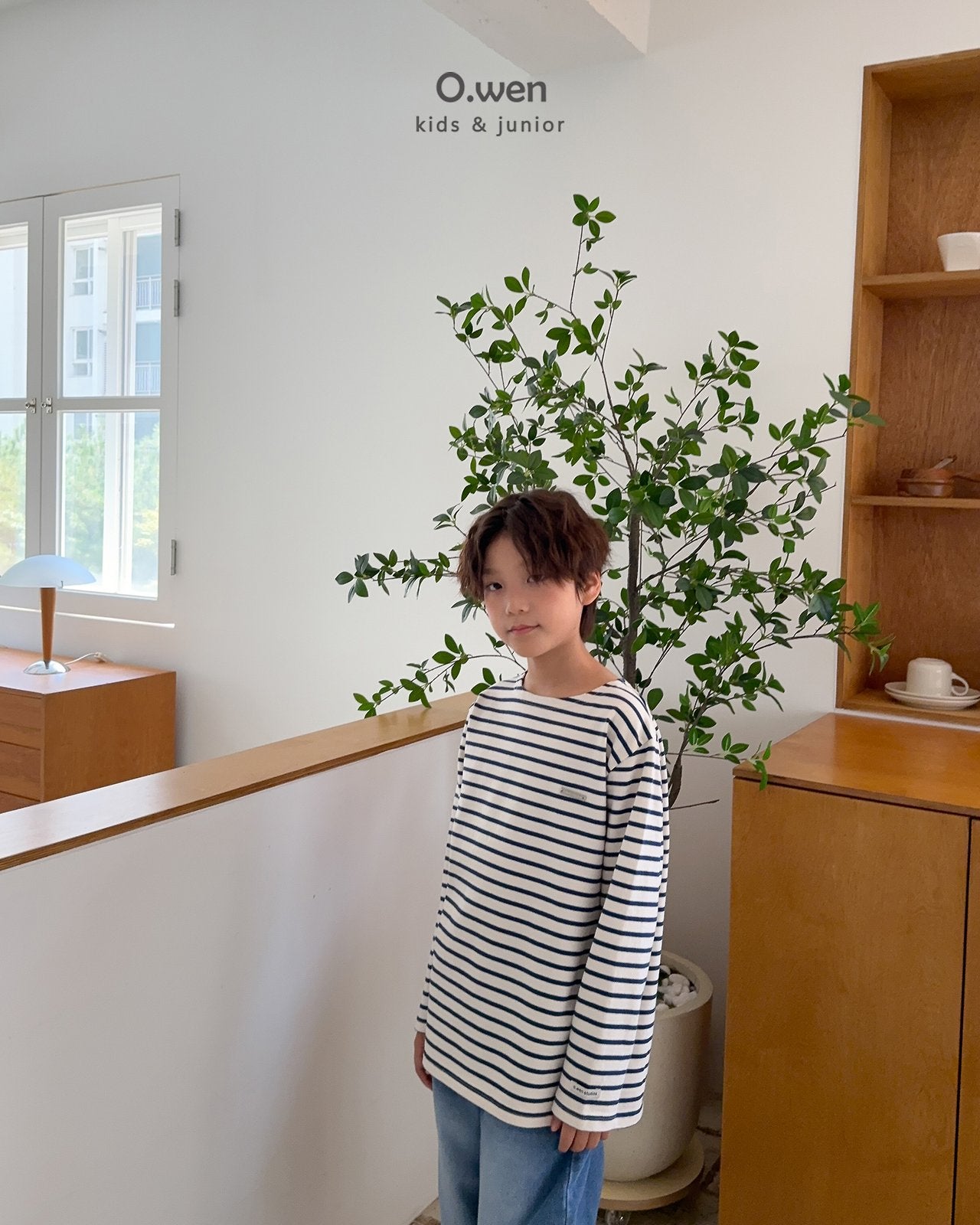《予約》Boat Neck Striped Tee / O.wen