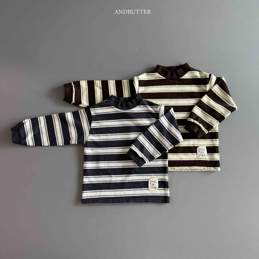 《予約》Stripe Patch Turtleneck / andbutter