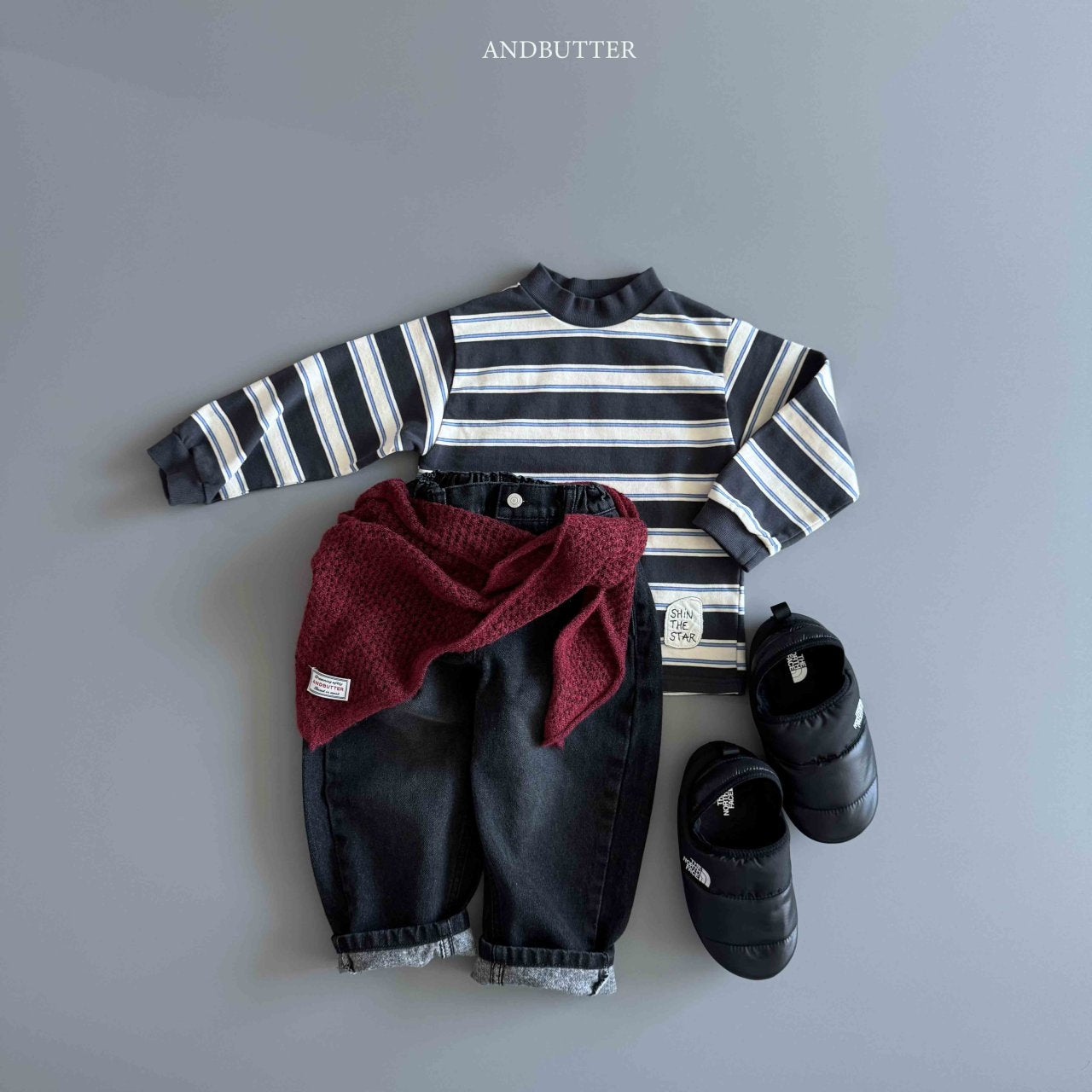 《予約》Stripe Patch Turtleneck / andbutter