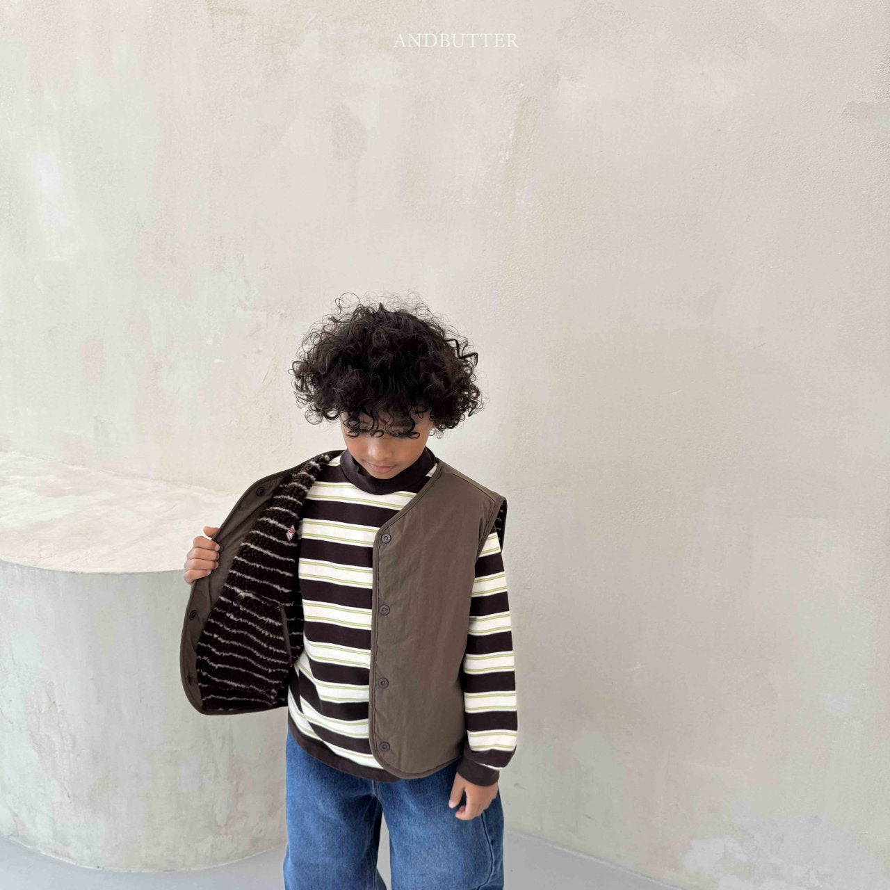 《予約》Stripe Patch Turtleneck / andbutter
