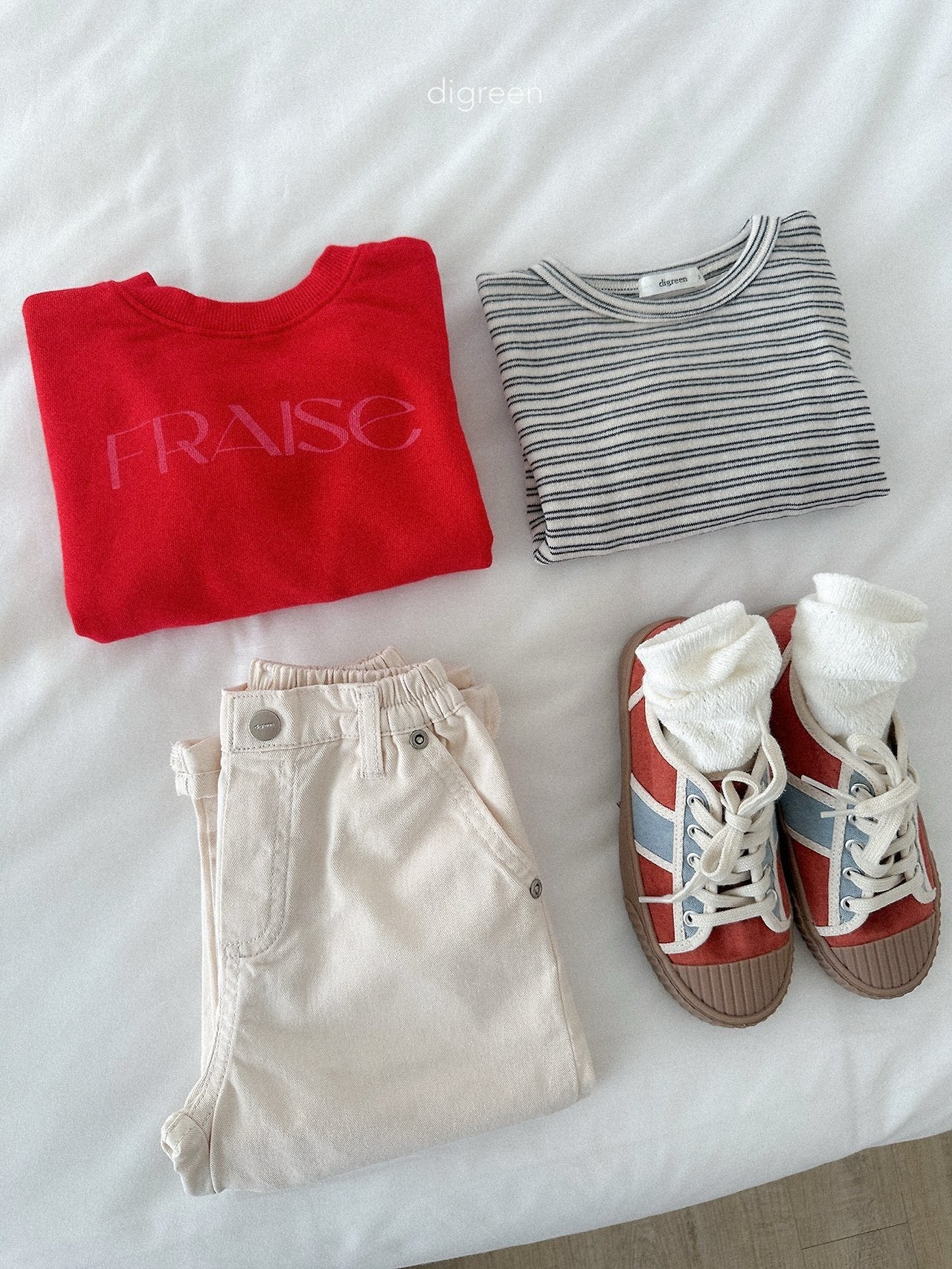 《予約》Stripe Latte Tee / digreen