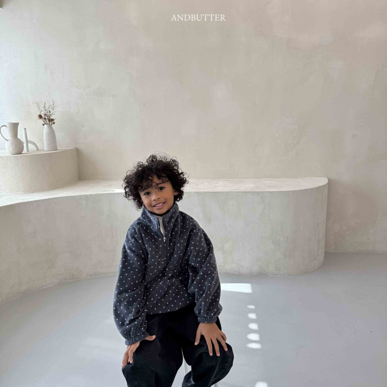 《予約》Dot Half-Zip / andbutter