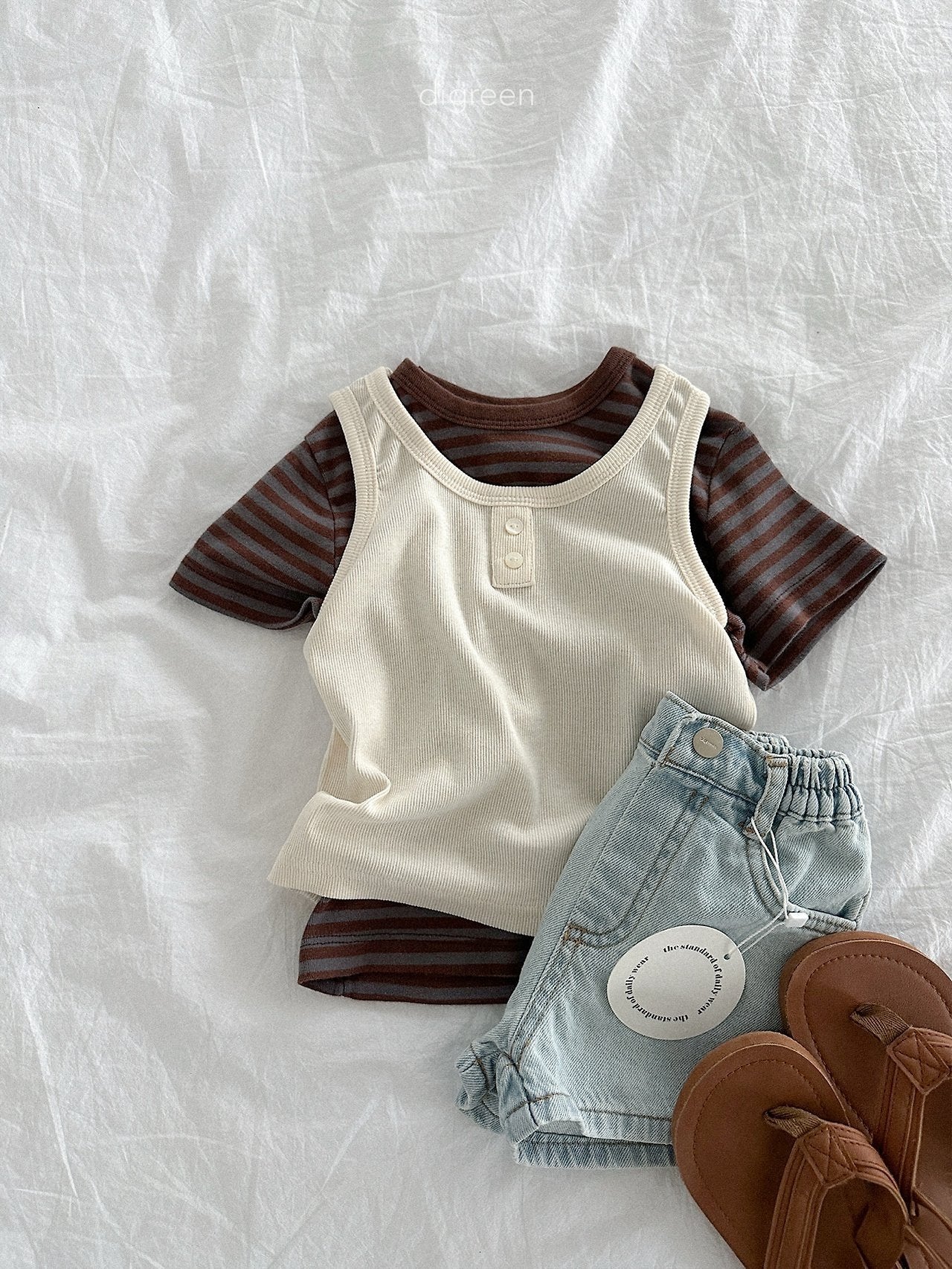 《予約》Camel Stripe Tee / digreen
