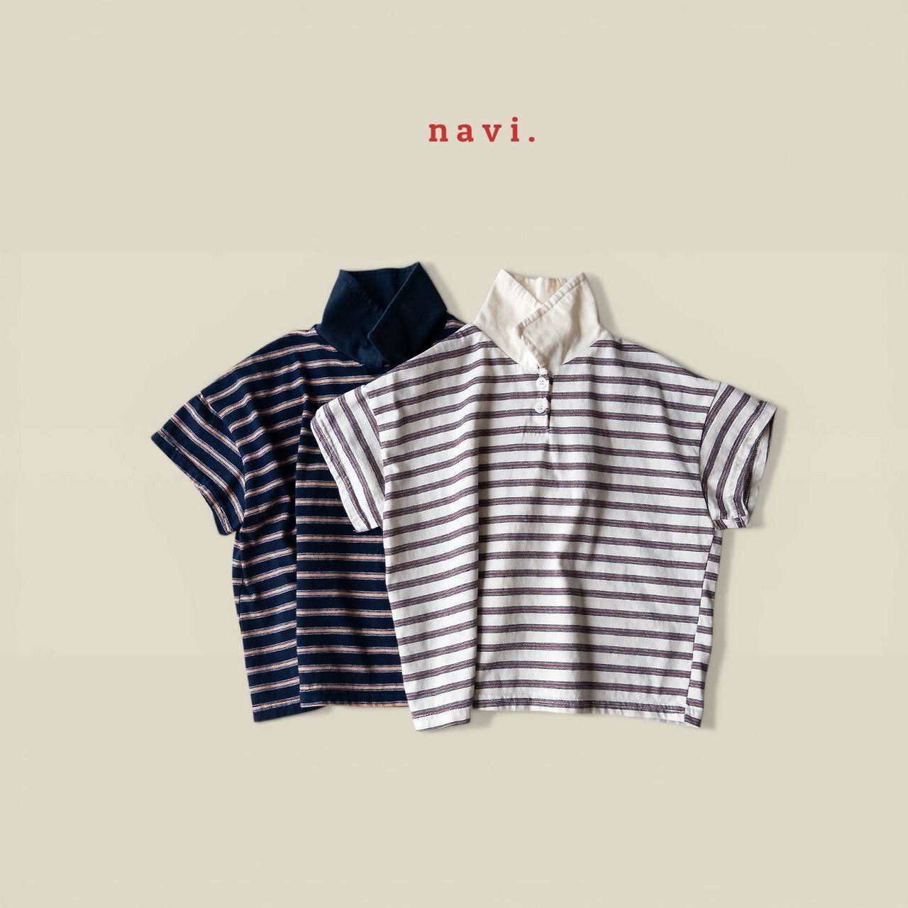 《予約》Boarder Collar Tee / Navi