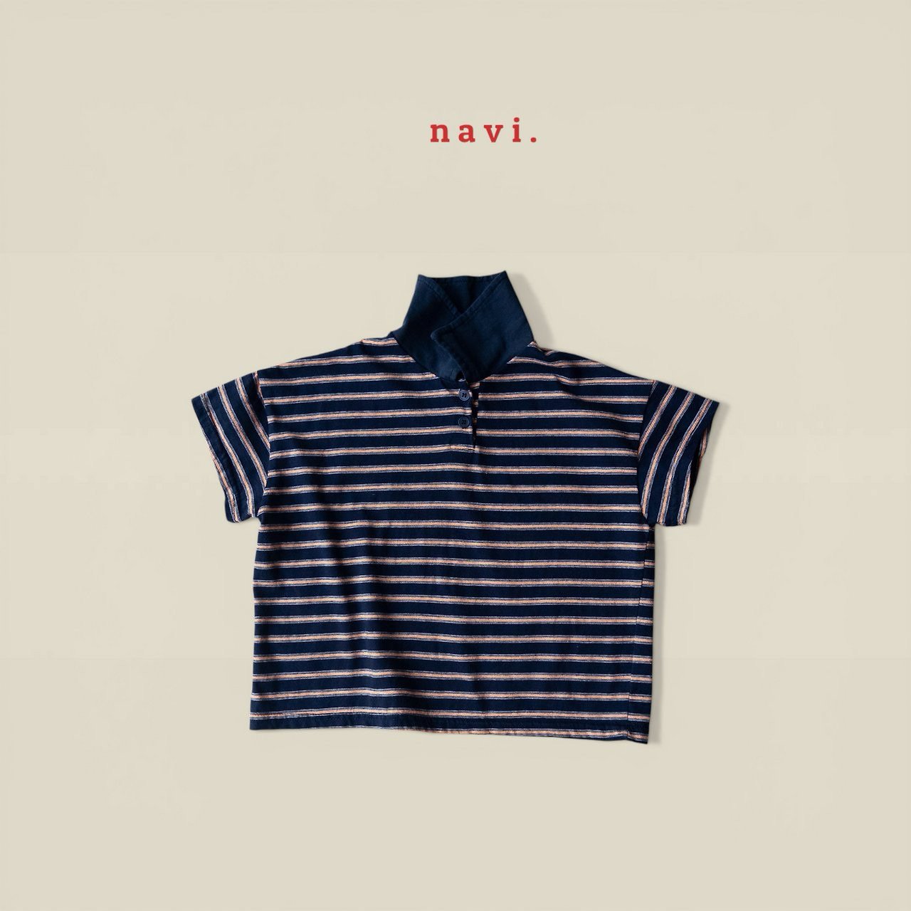 《予約》Boarder Collar Tee / Navi