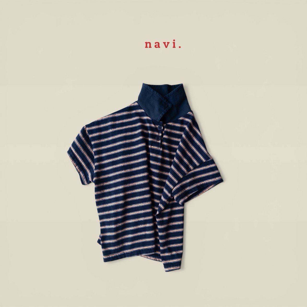 《予約》Boarder Collar Tee / Navi