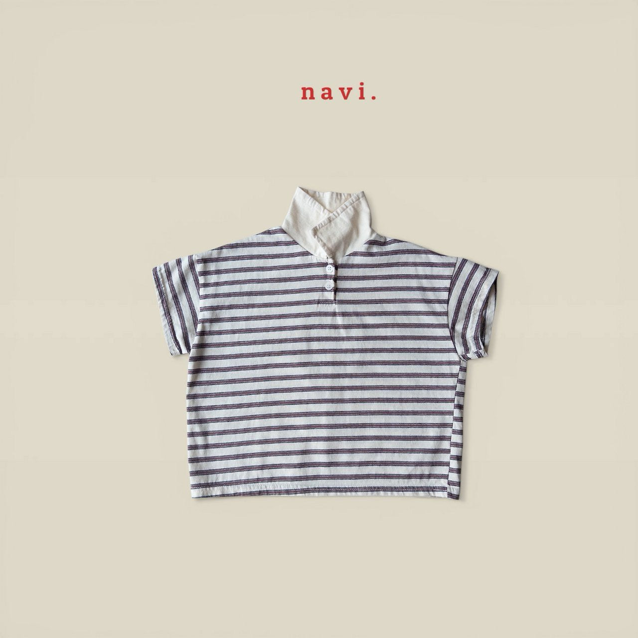 《予約》Boarder Collar Tee / Navi